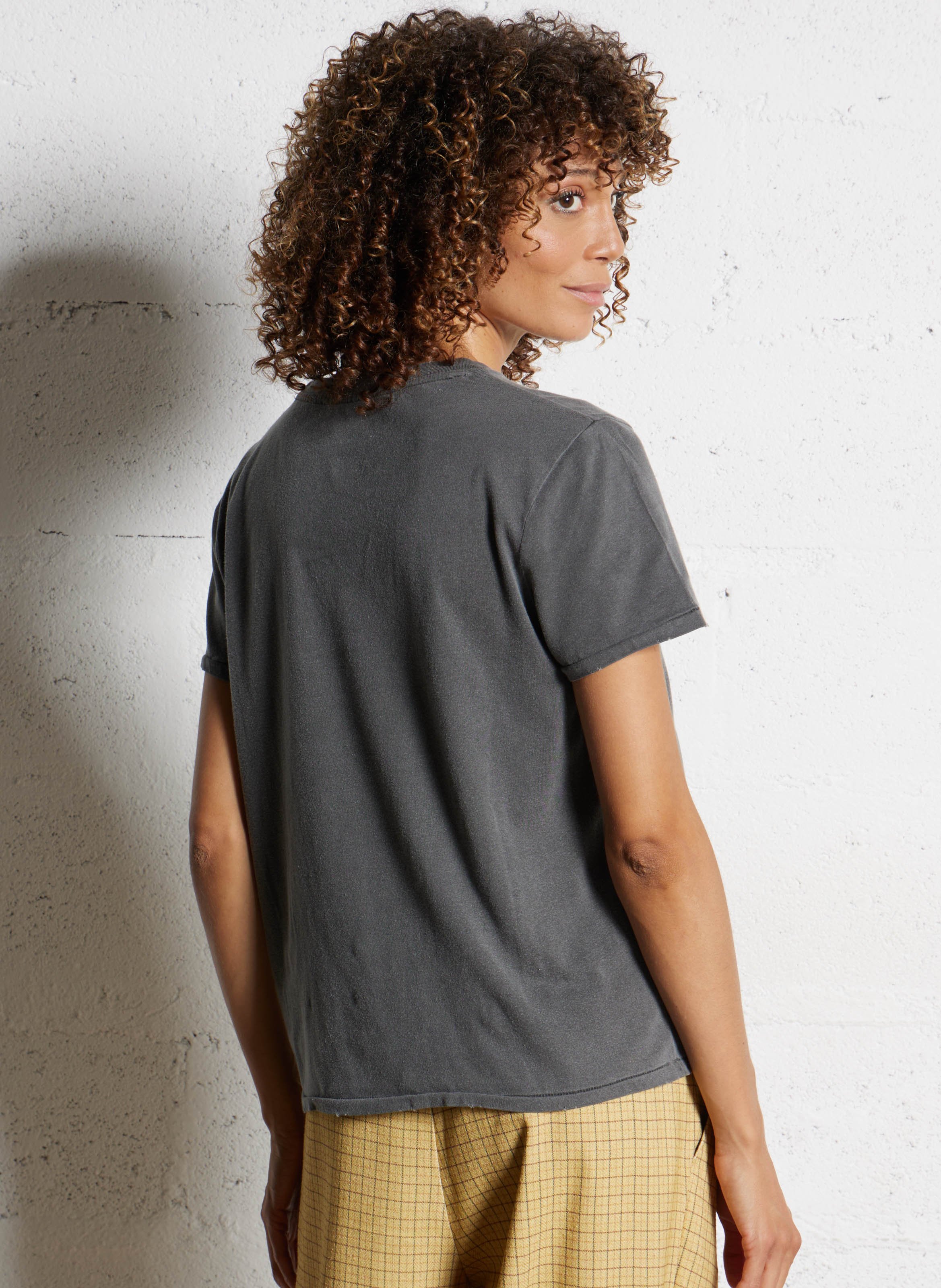 Straight round-neck cotton T-shirt with screen print NEWTONE Grey