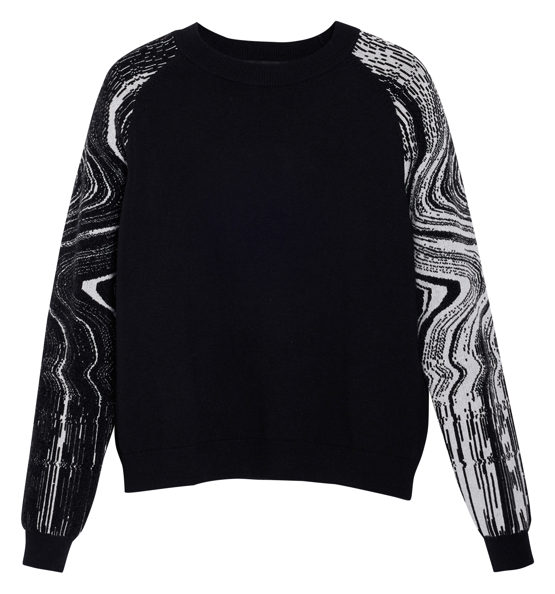 Straight sweater with printed sleeves DESIGUAL Black