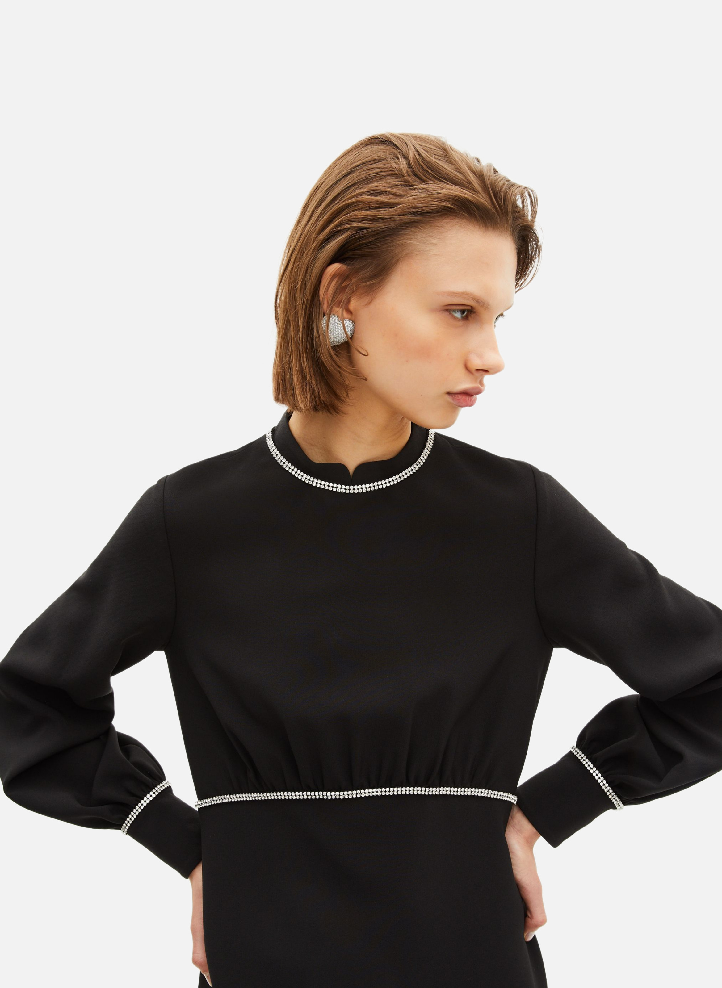 Short dress with rhinestone details THE KOOPLES Black