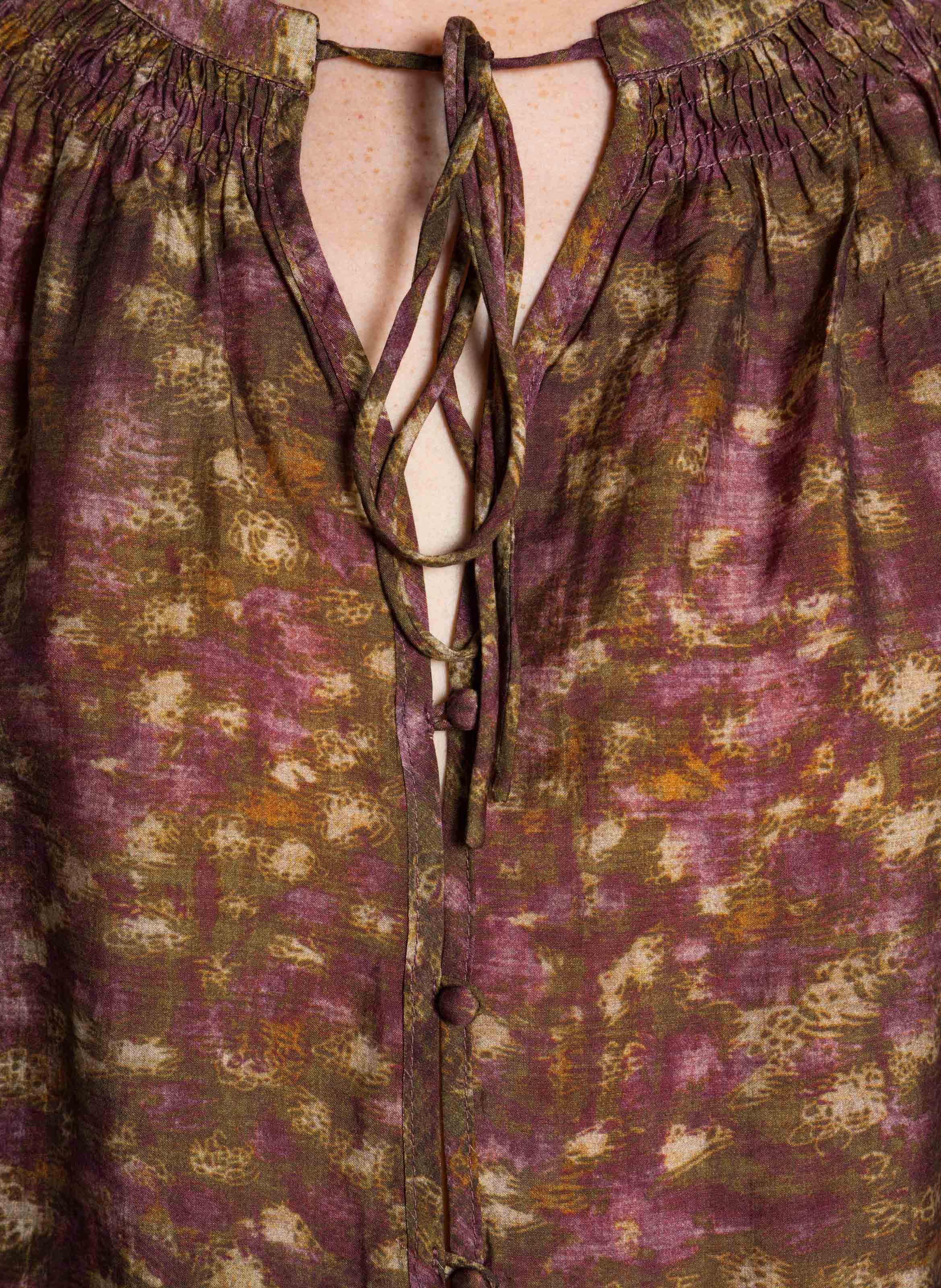 Bedruckte Bluse mit Rundhalsausschnitt THE KORNER Braun