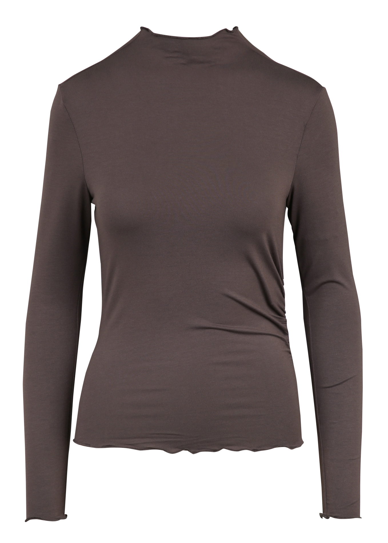 Tee-shirt ajusté effet drapé uni KOOKAI Marron