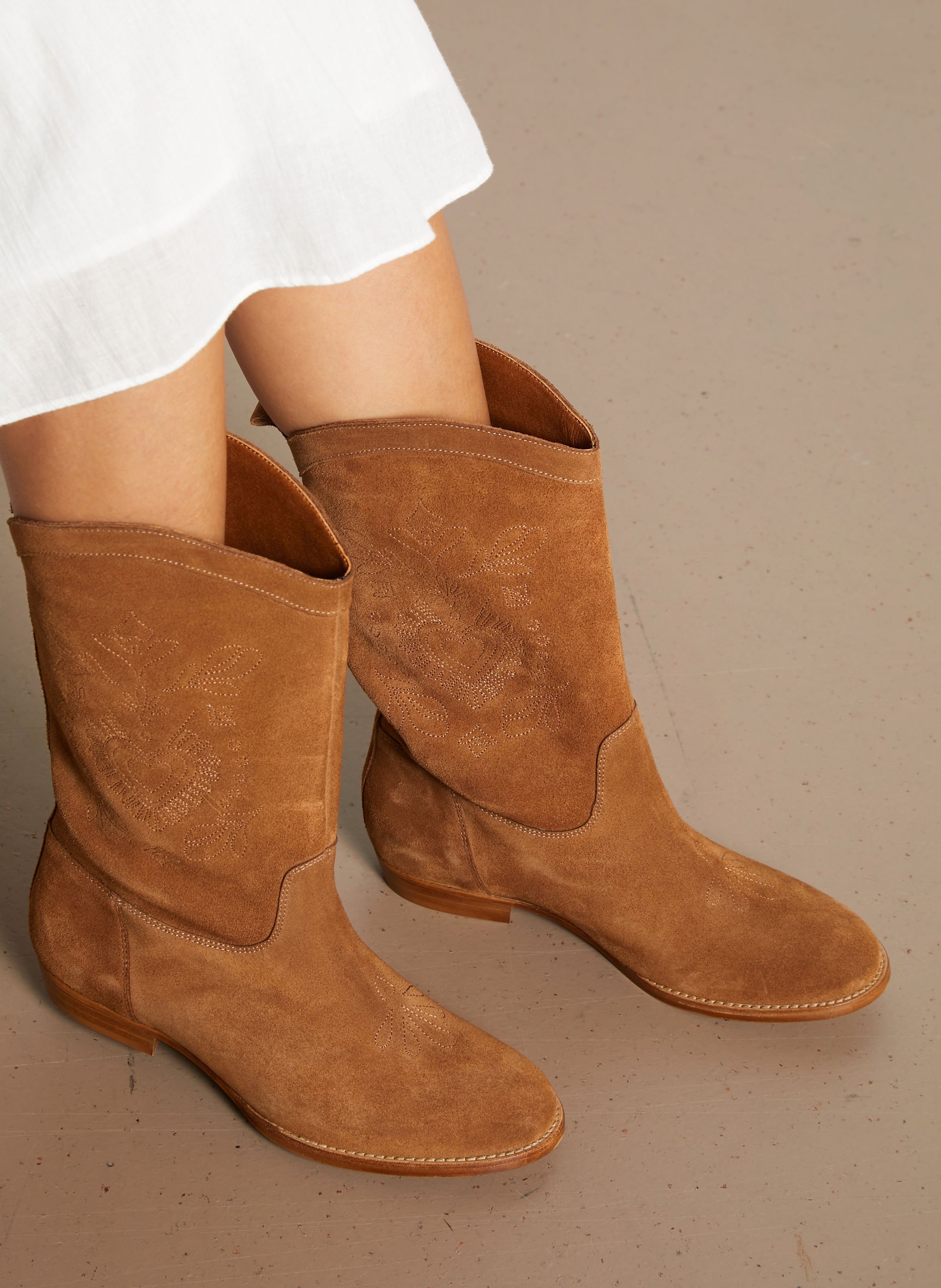 Suede cowboy boots I CODE Brown