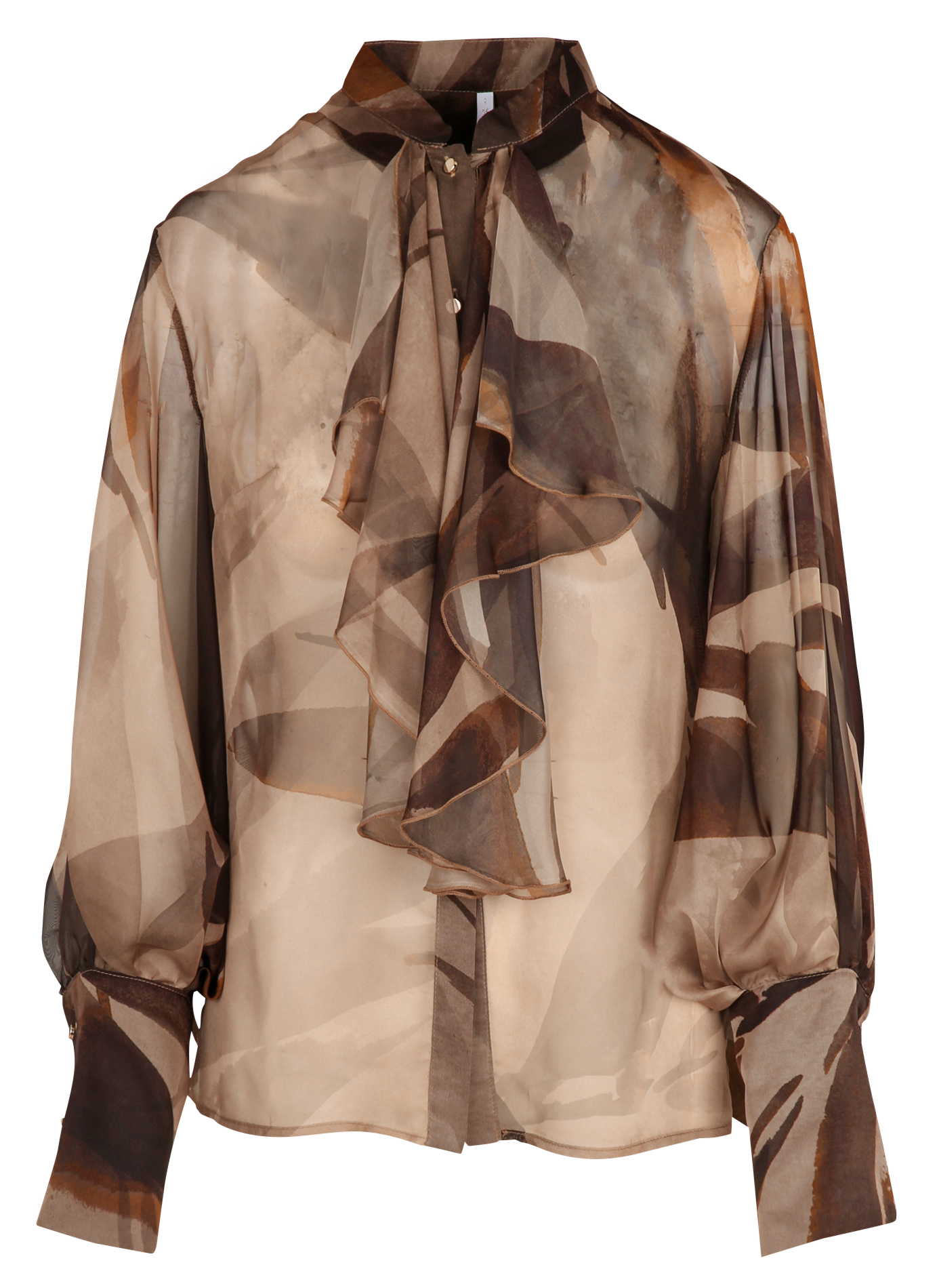 Bedruckte fließende Bluse mit Volants IMPERIAL Beige