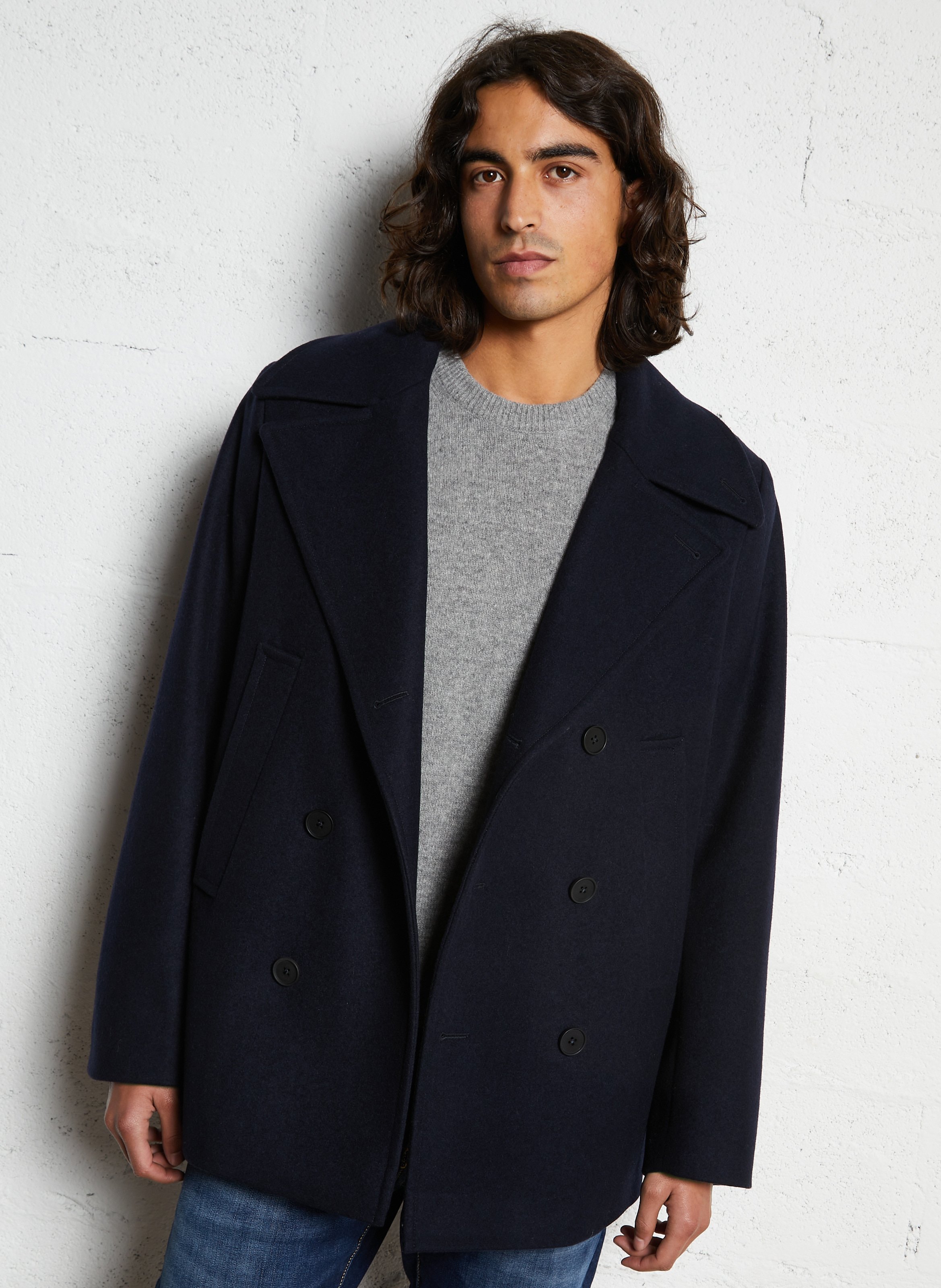 Oversized wool tailored coat SAISON 1865 Blue