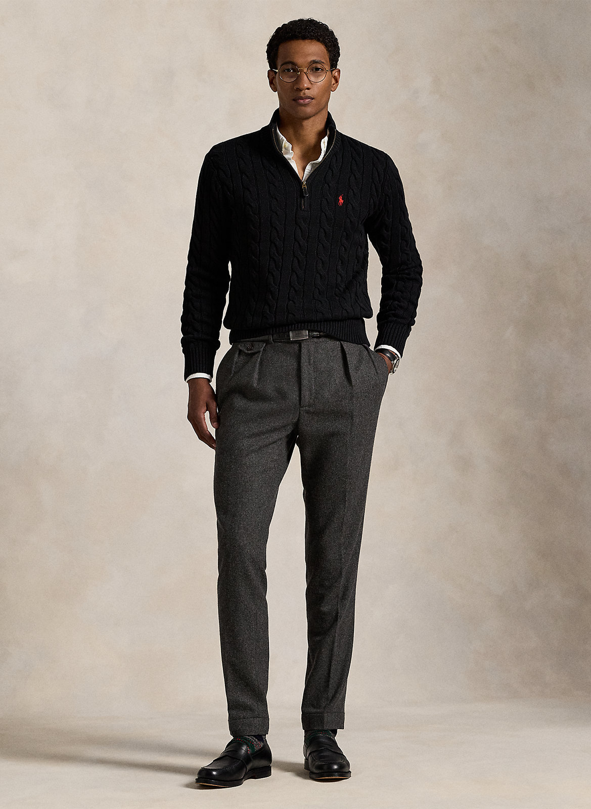 Pull col montant regular fit en coton POLO RALPH LAUREN Noir