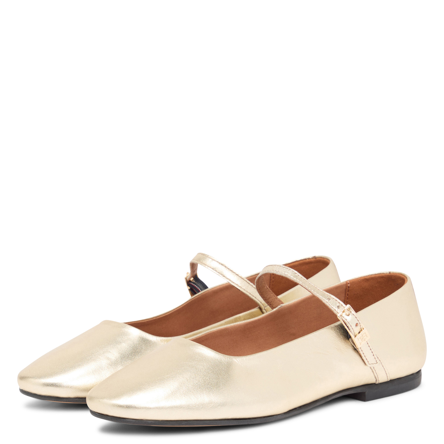 Ballerines à bride en cuir métallisé TOMMY HILFIGER Doré