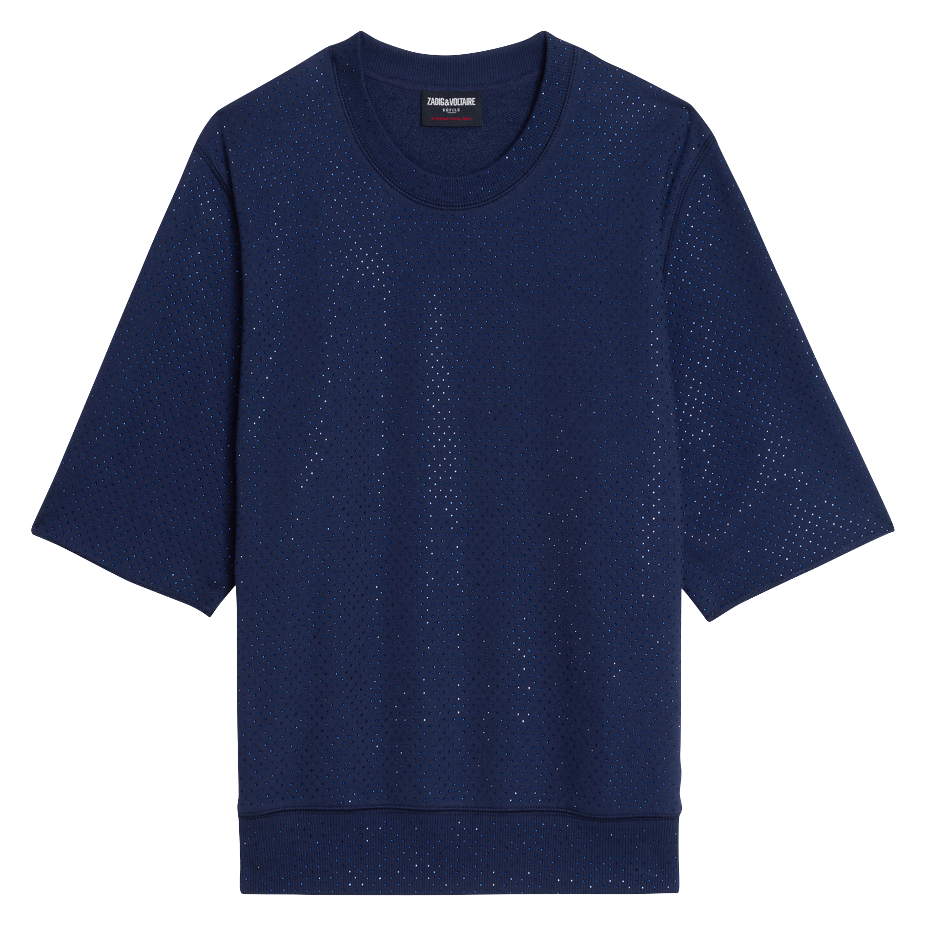 Sweat col rond en coton mélangé ZADIG&VOLTAIRE Bleu