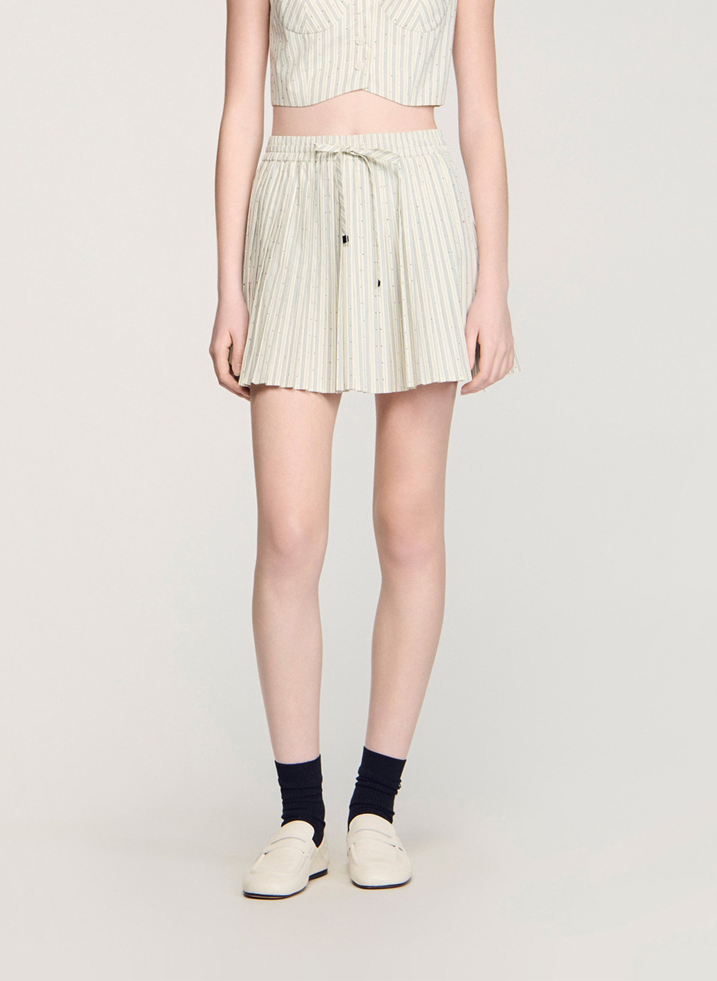 Jupe courte plissée SANDRO Blanc