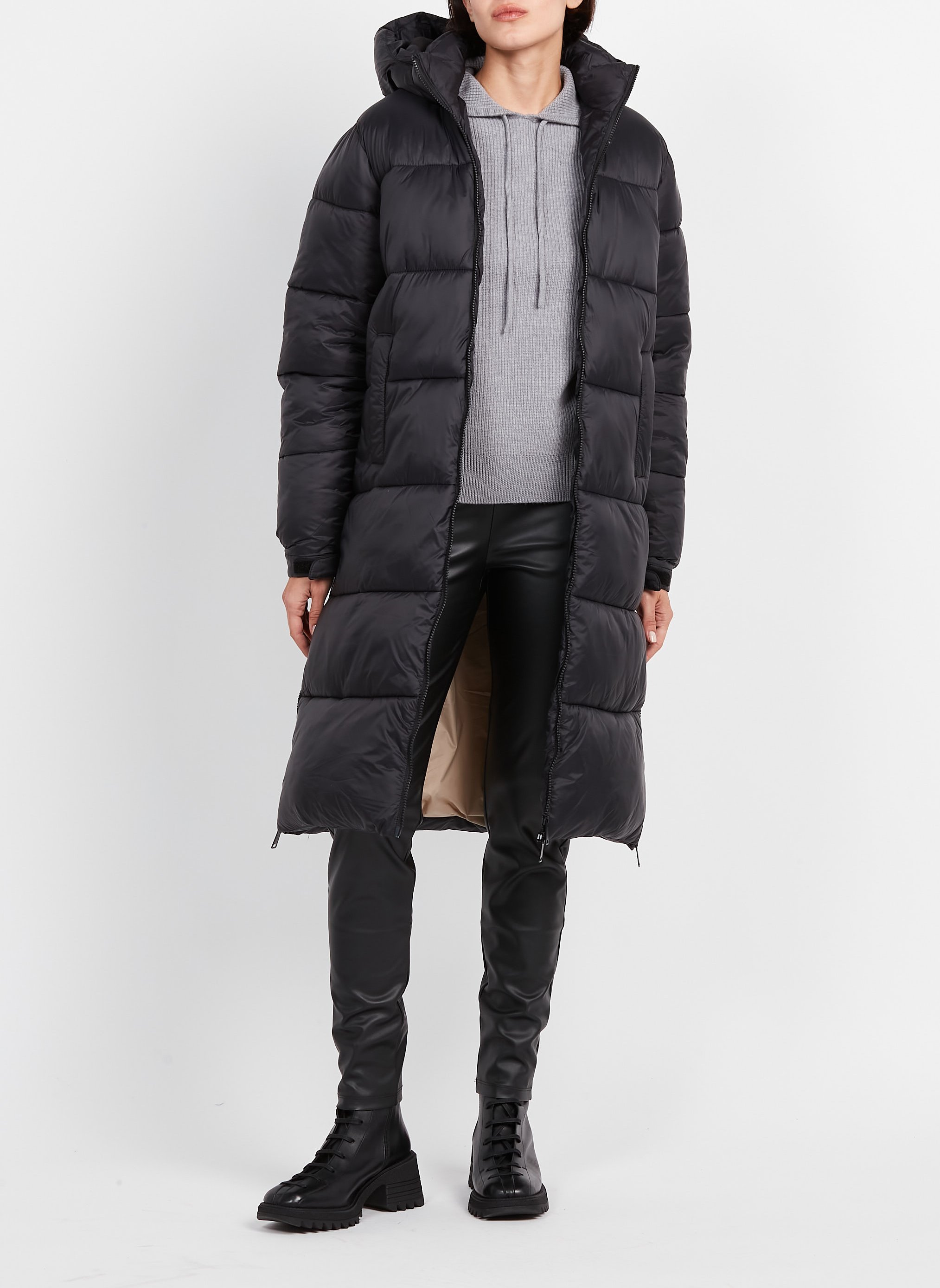 Doudoune longue à capuche SCHOTT Noir