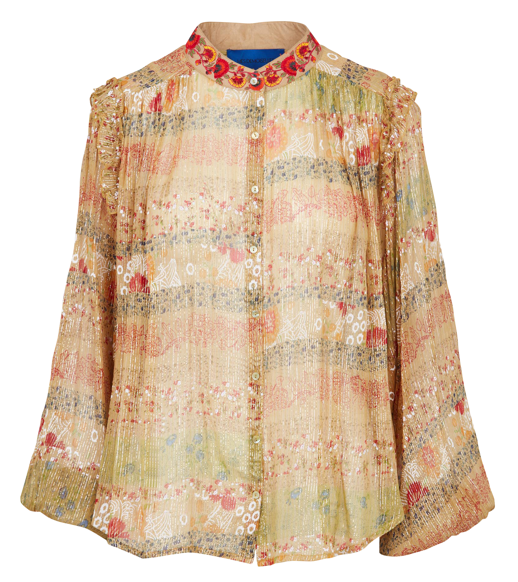 Printed fluid blouse with lurex threads MES DEMOISELLES Multicolored