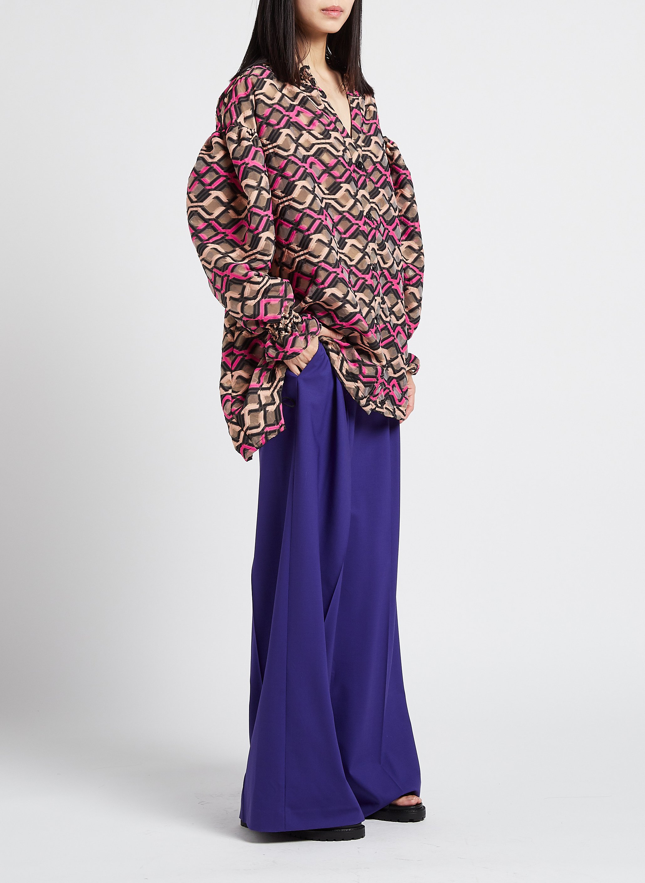 Oversized blouse met Tunesische kraag HEIMSTONE Bruin