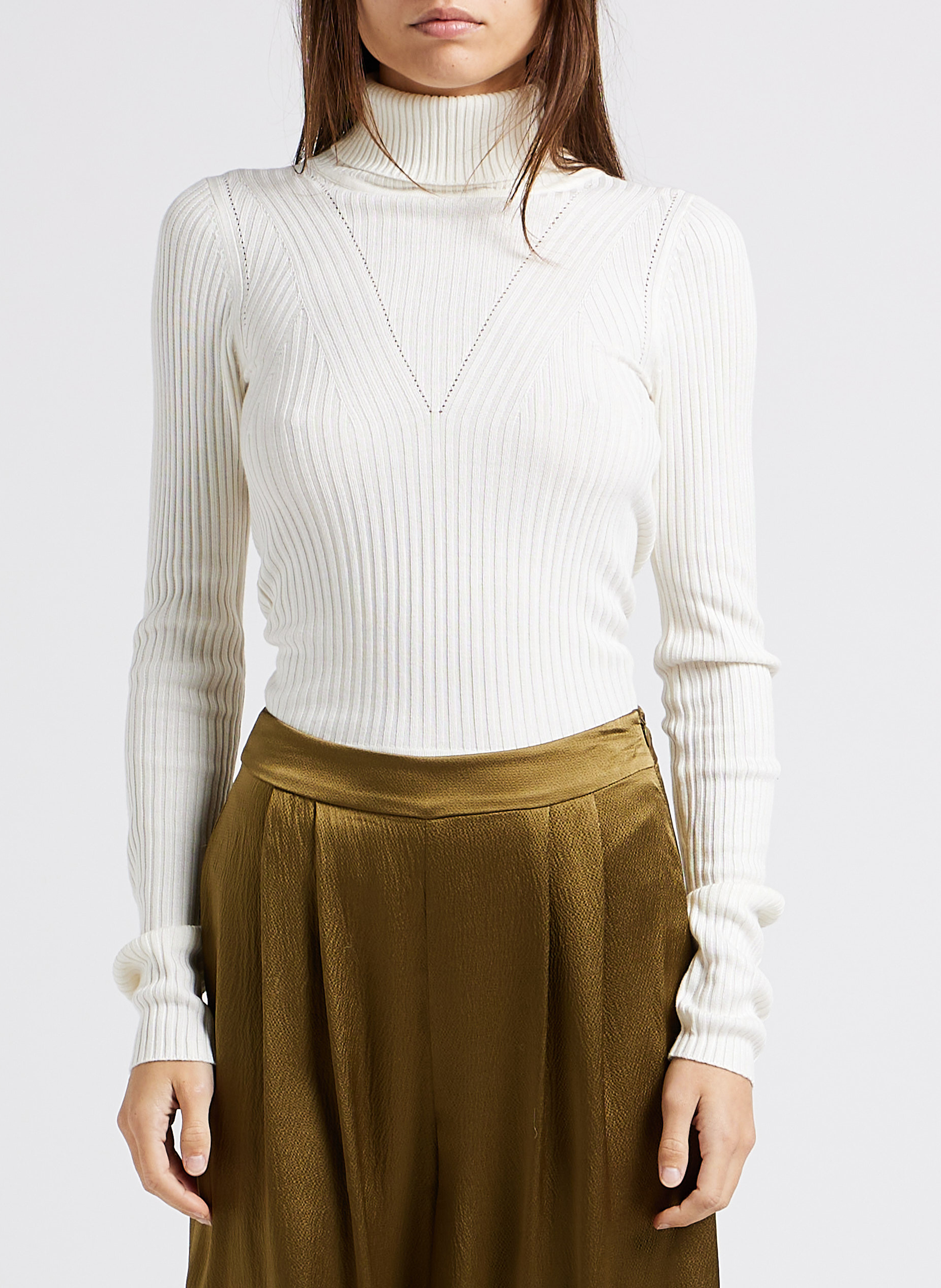 Close-fit high-neck ribbed knit bodysuit KARMA KOMA Black