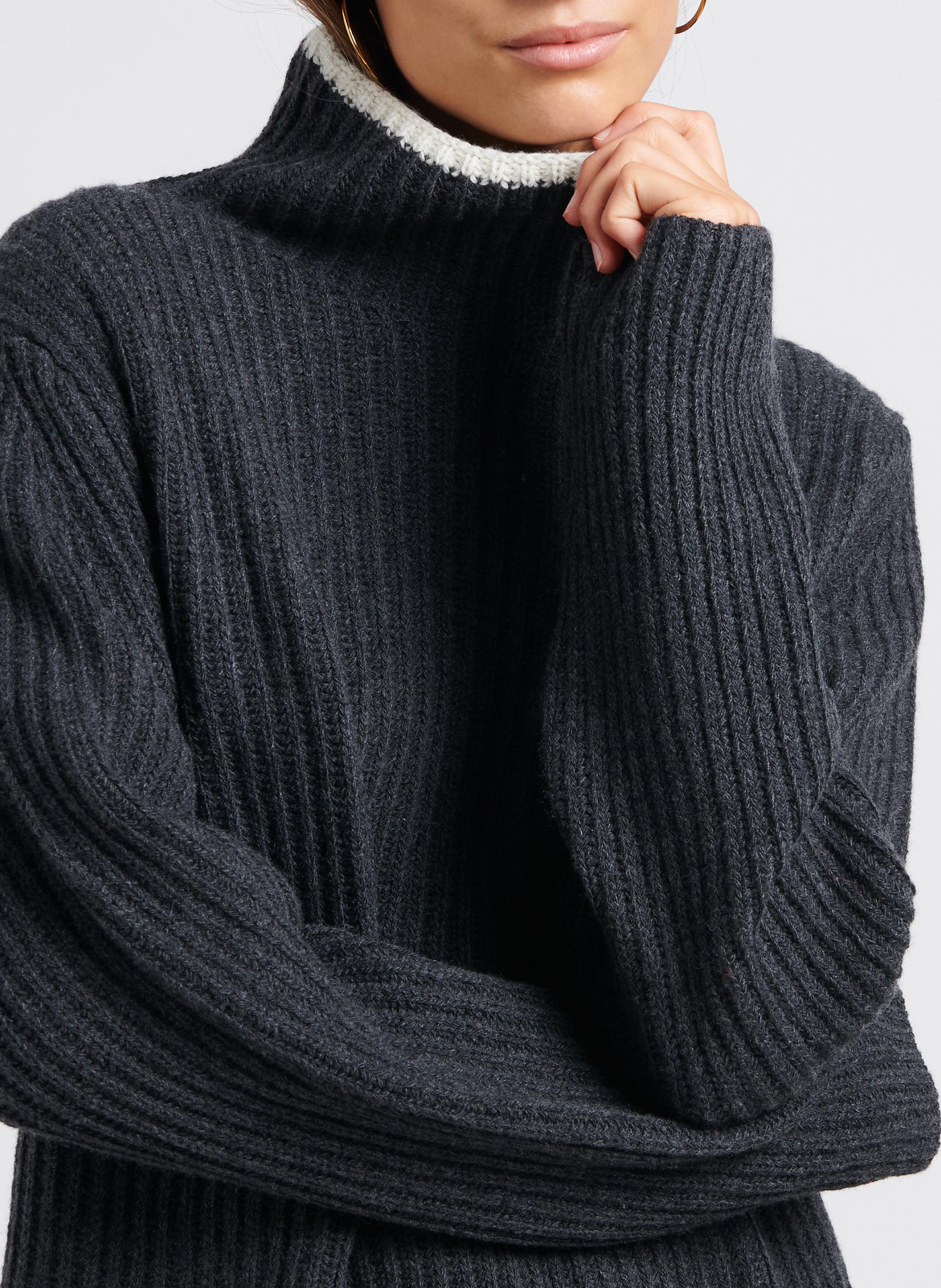 Lange jas van wolmix met opstaande kraag THEORY Grijs