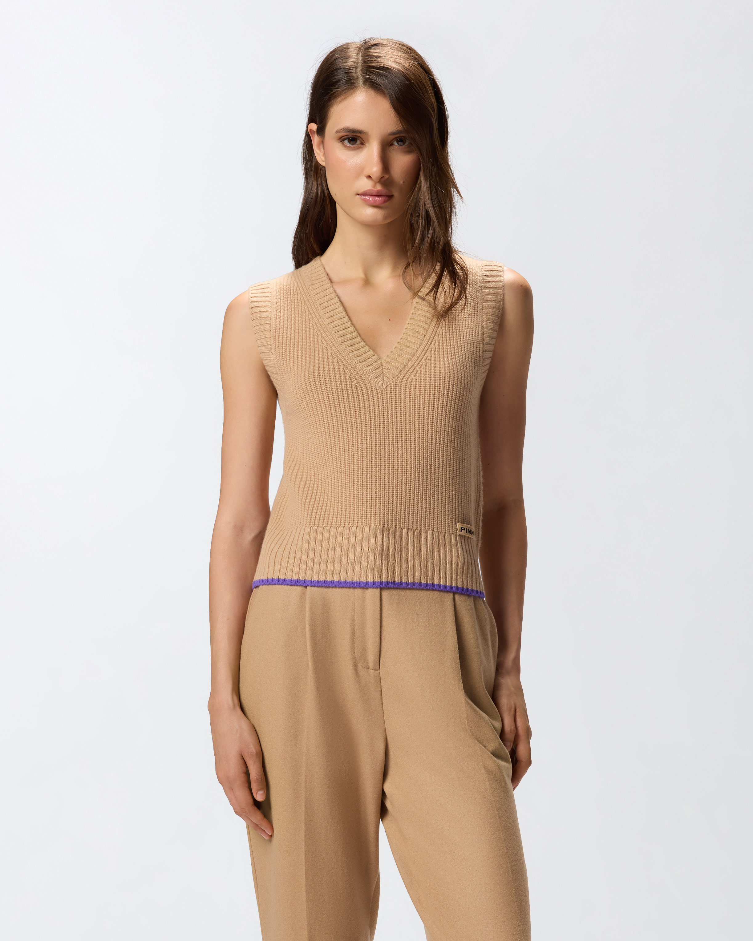 Knit v-neck vest PINKO Purple