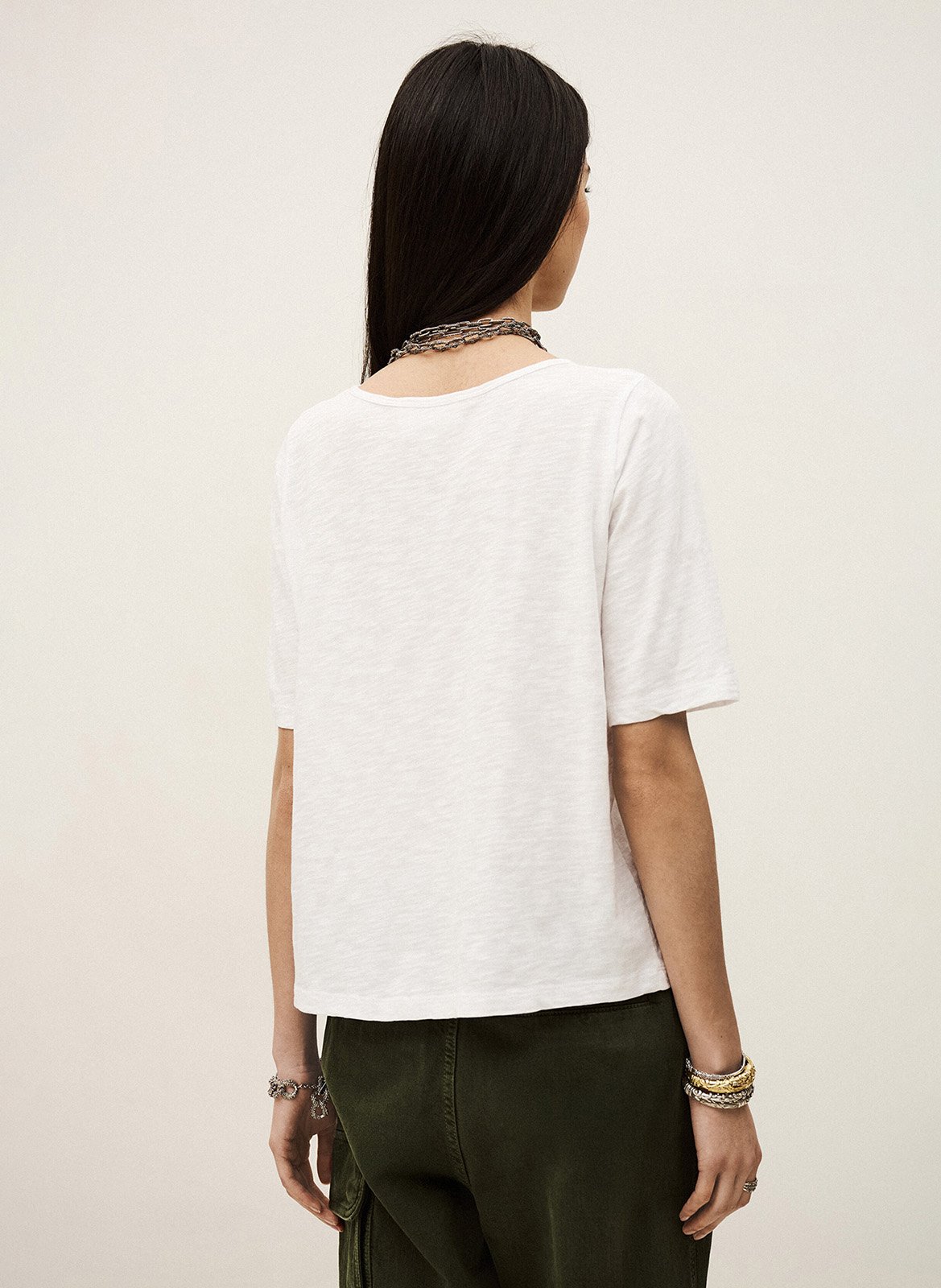 Loose-fit round-neck cotton T-shirt BA&SH White