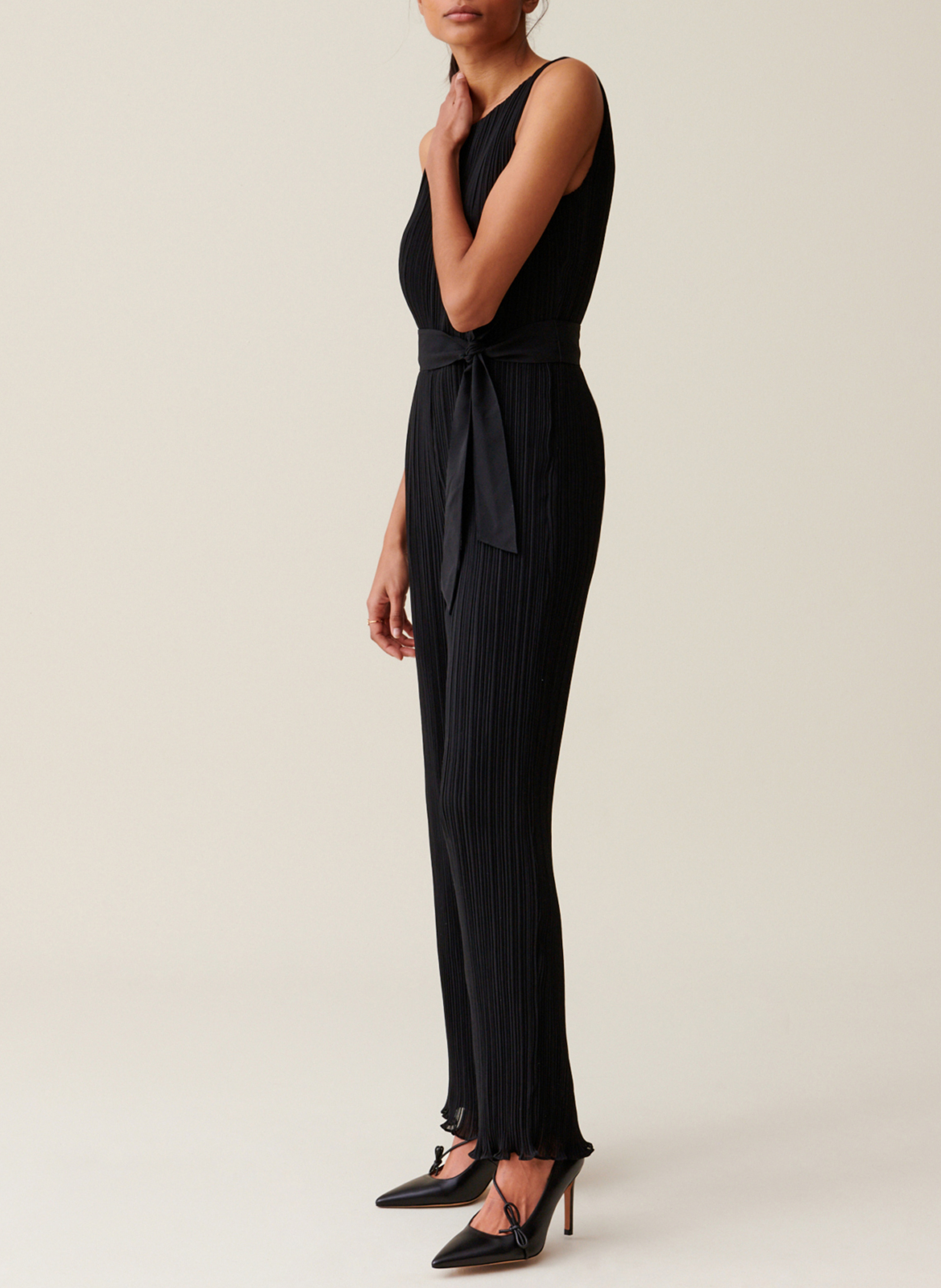 Geplooide jumpsuit met boothals CLAUDIE PIERLOT Zwart