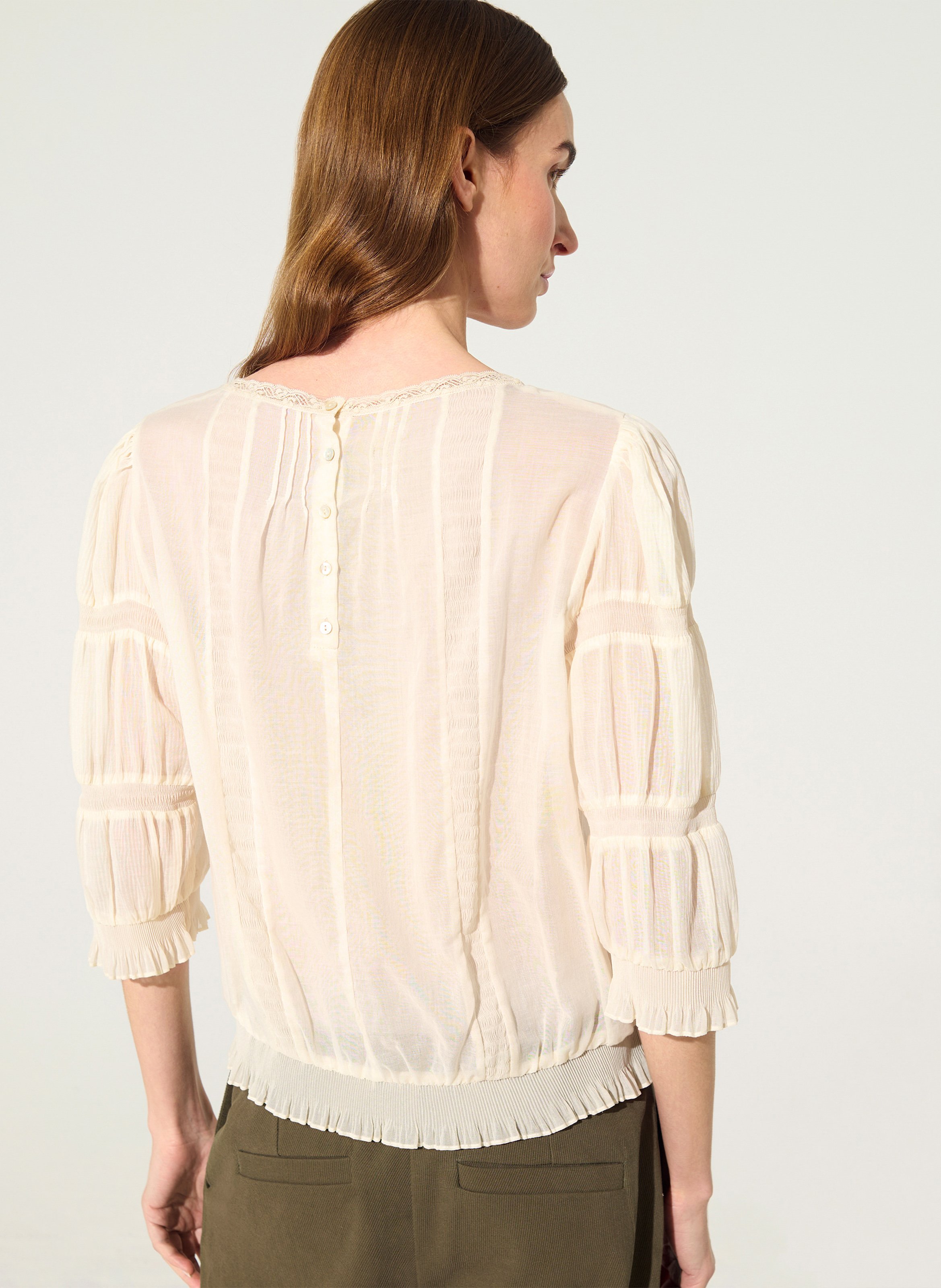 Blouse droite col rond en coton COTELAC Wit