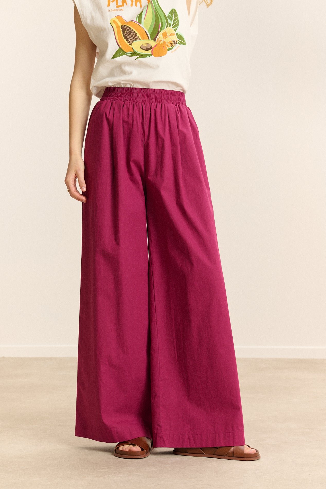Elasticated wide-leg trousers GARANCE PARIS Purple