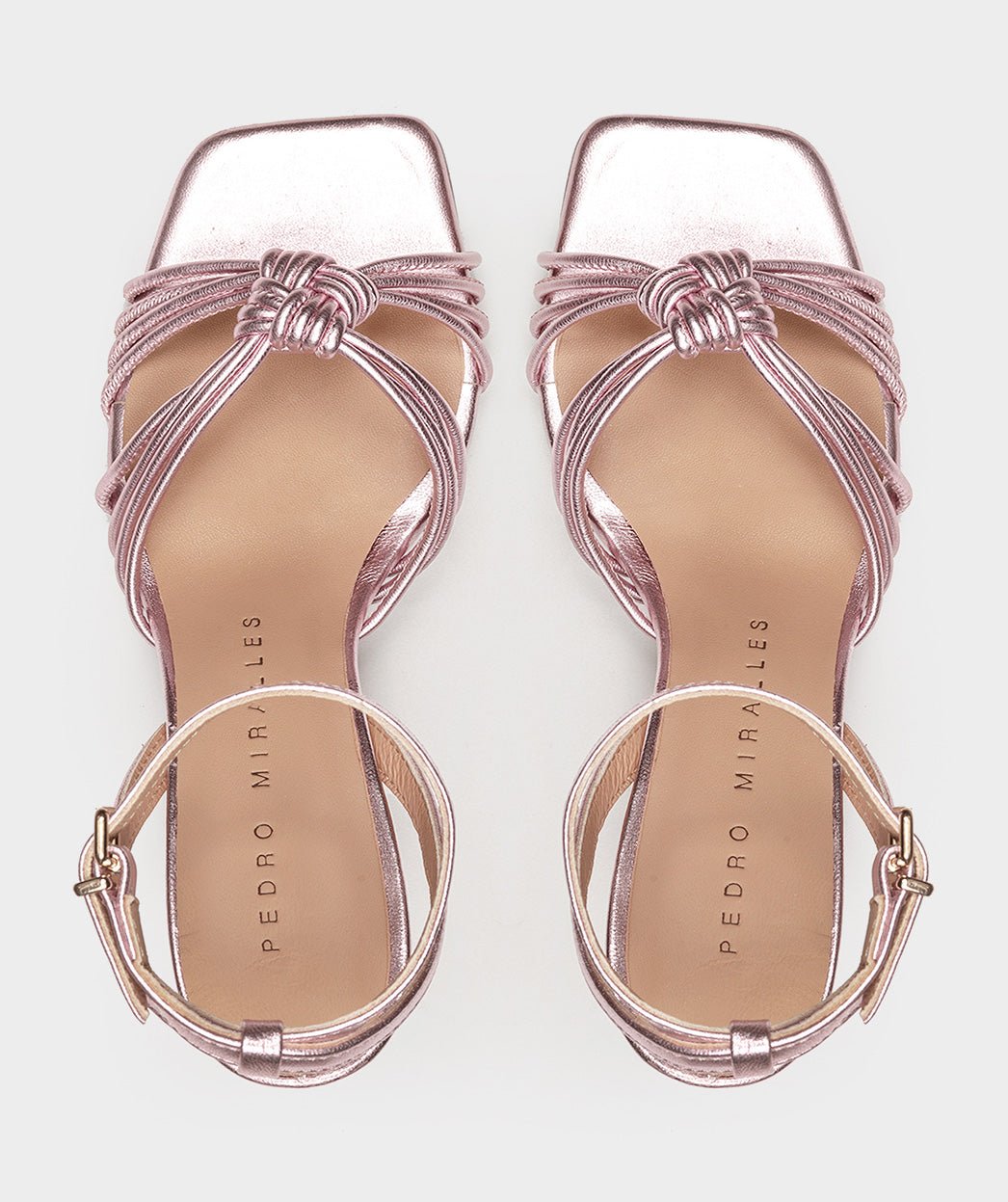 Metallic leather high heel sandals. PEDRO MIRALLES Golden