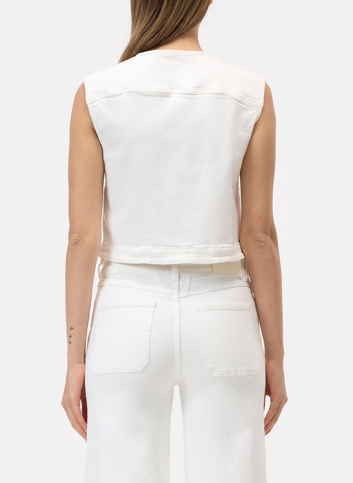 Round-neck straight cotton blend cardigan CLOSED White