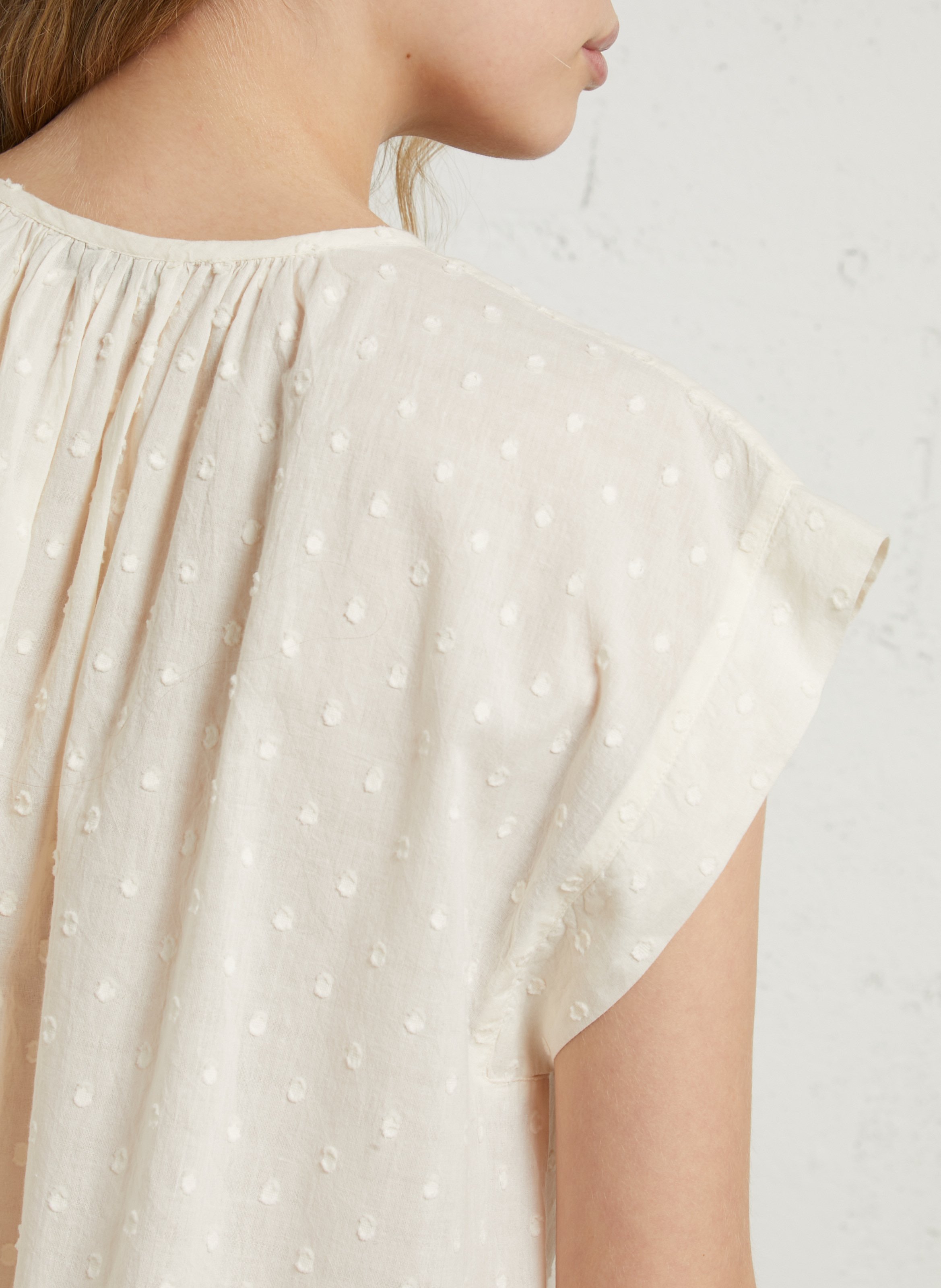 Weit geschnittenes Baumwoll-Top mit Rundhalsausschnitt BELLEPIECE Beige