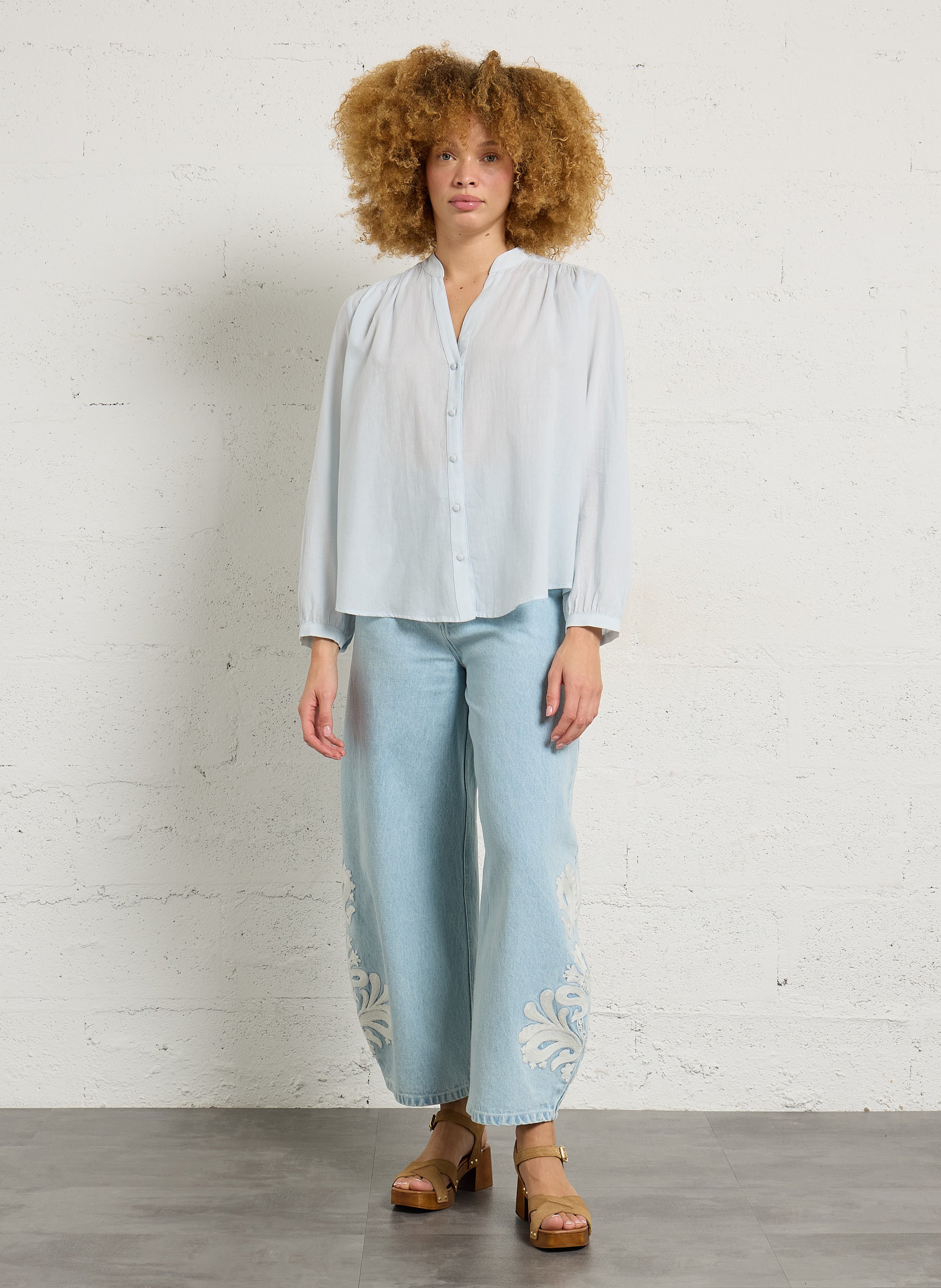 Loose-fit cotton shirt BERENICE Blue