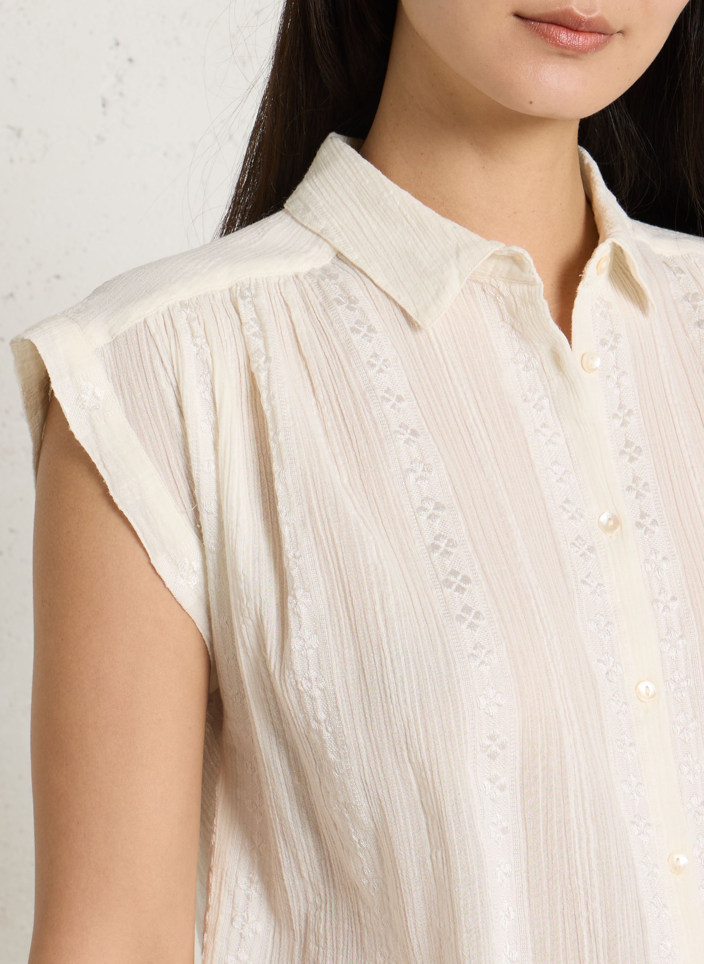 Chemiser col classique en coton mélangé MAISON 123 Beige