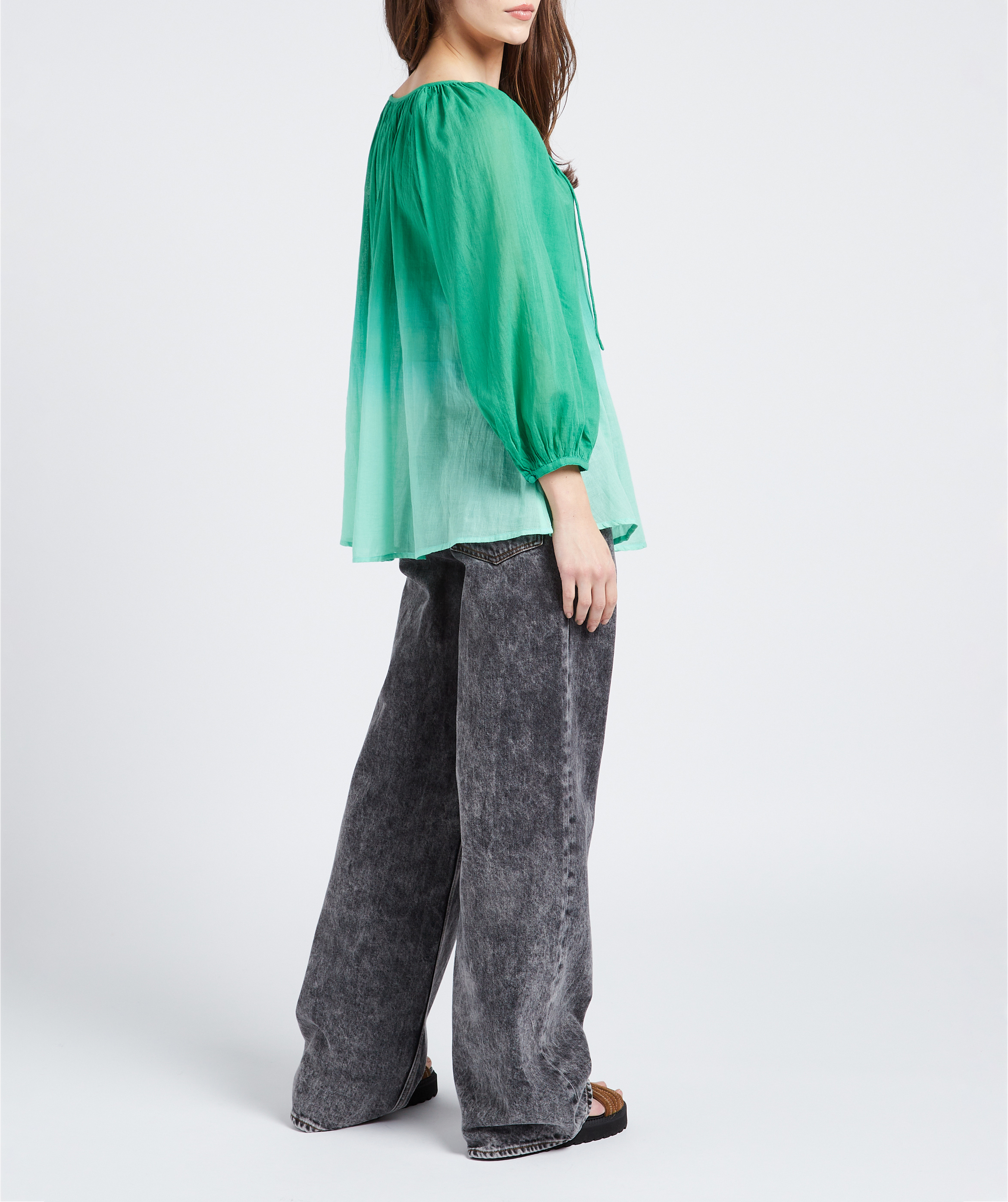 Blouse en coton transparente SWILDENS Vert