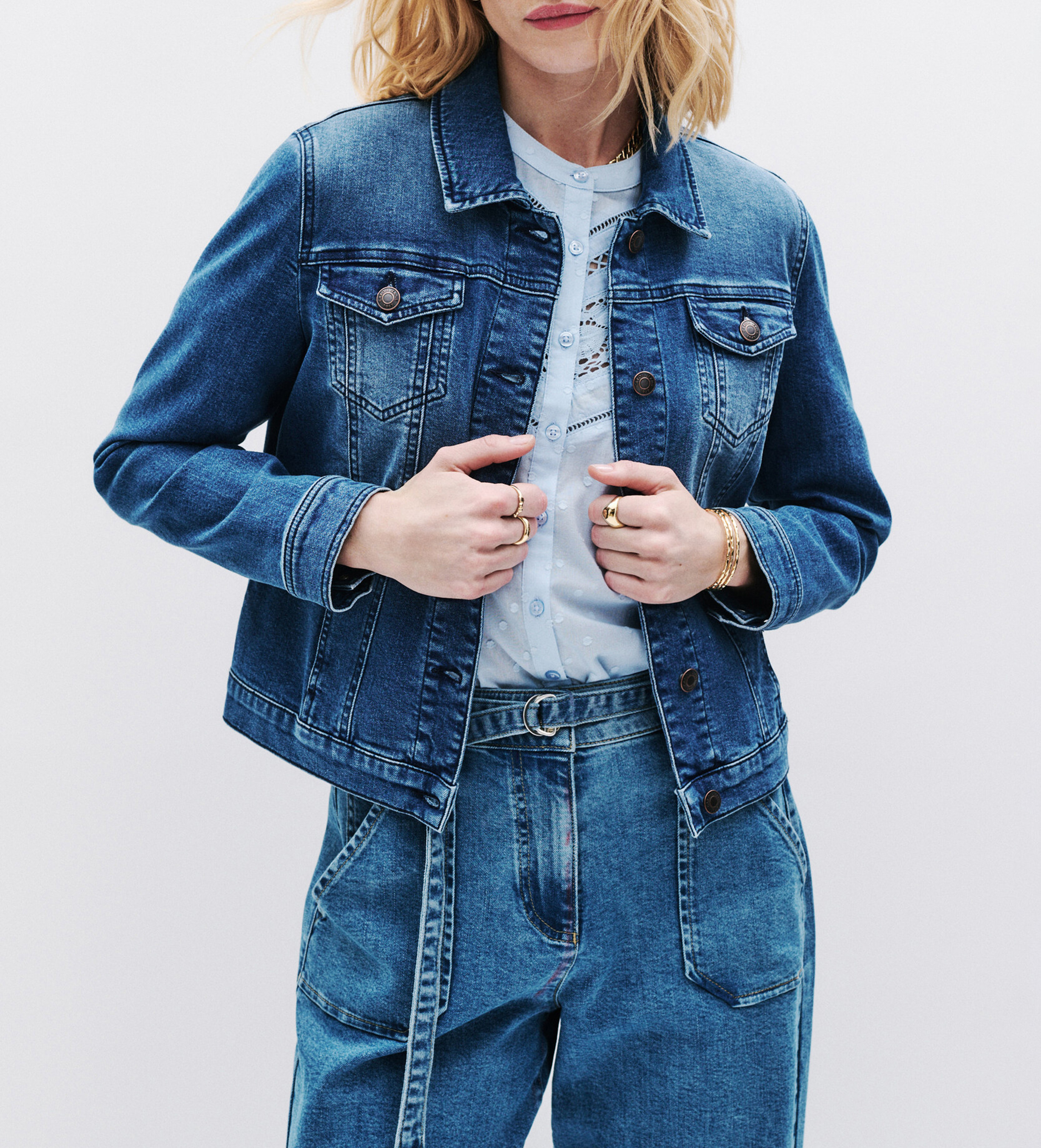 Veste en jean col classique CAROLL Bleu
