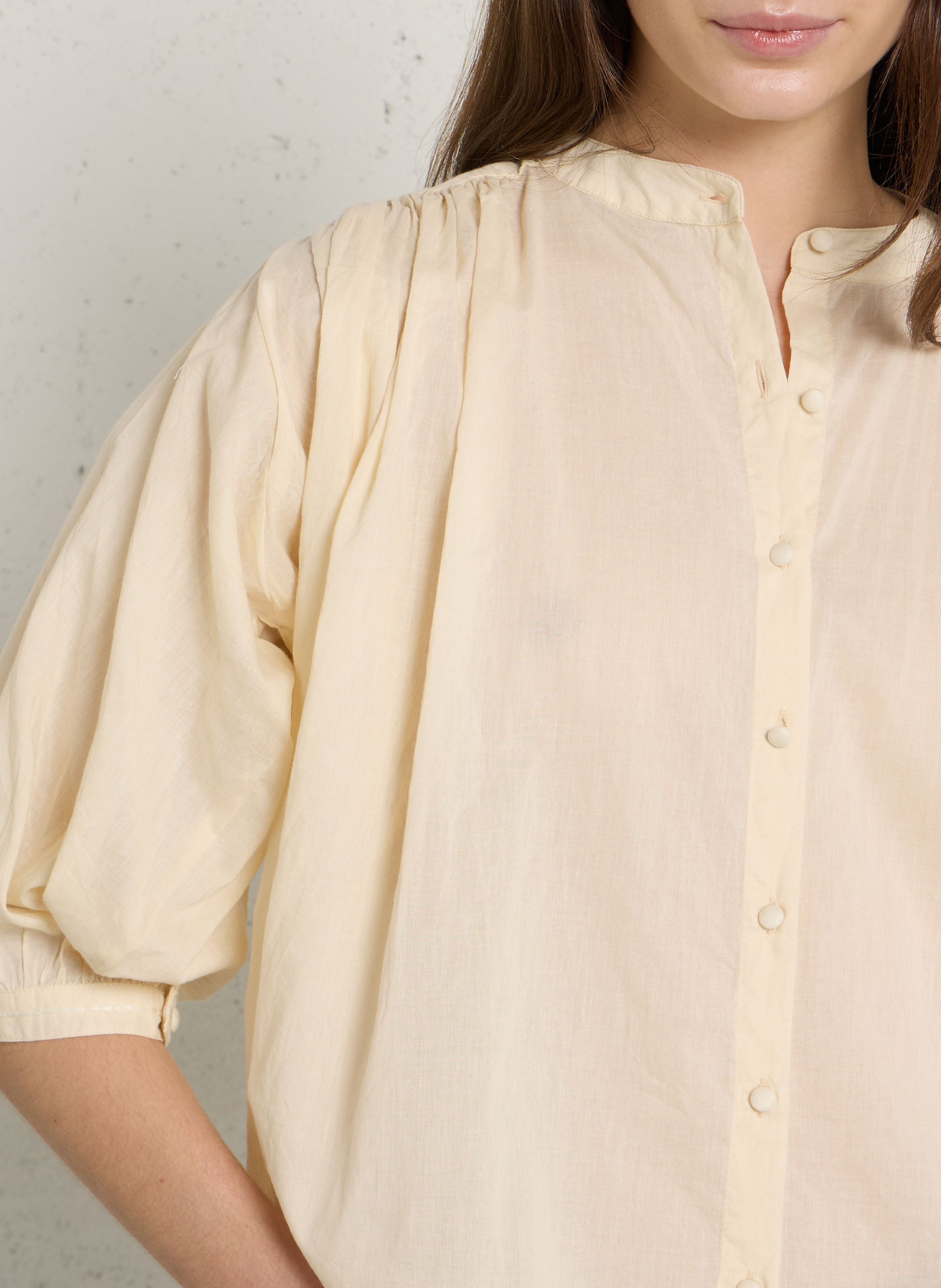 Loose-fit cotton shirt with mandarin collar DIEGA Beige