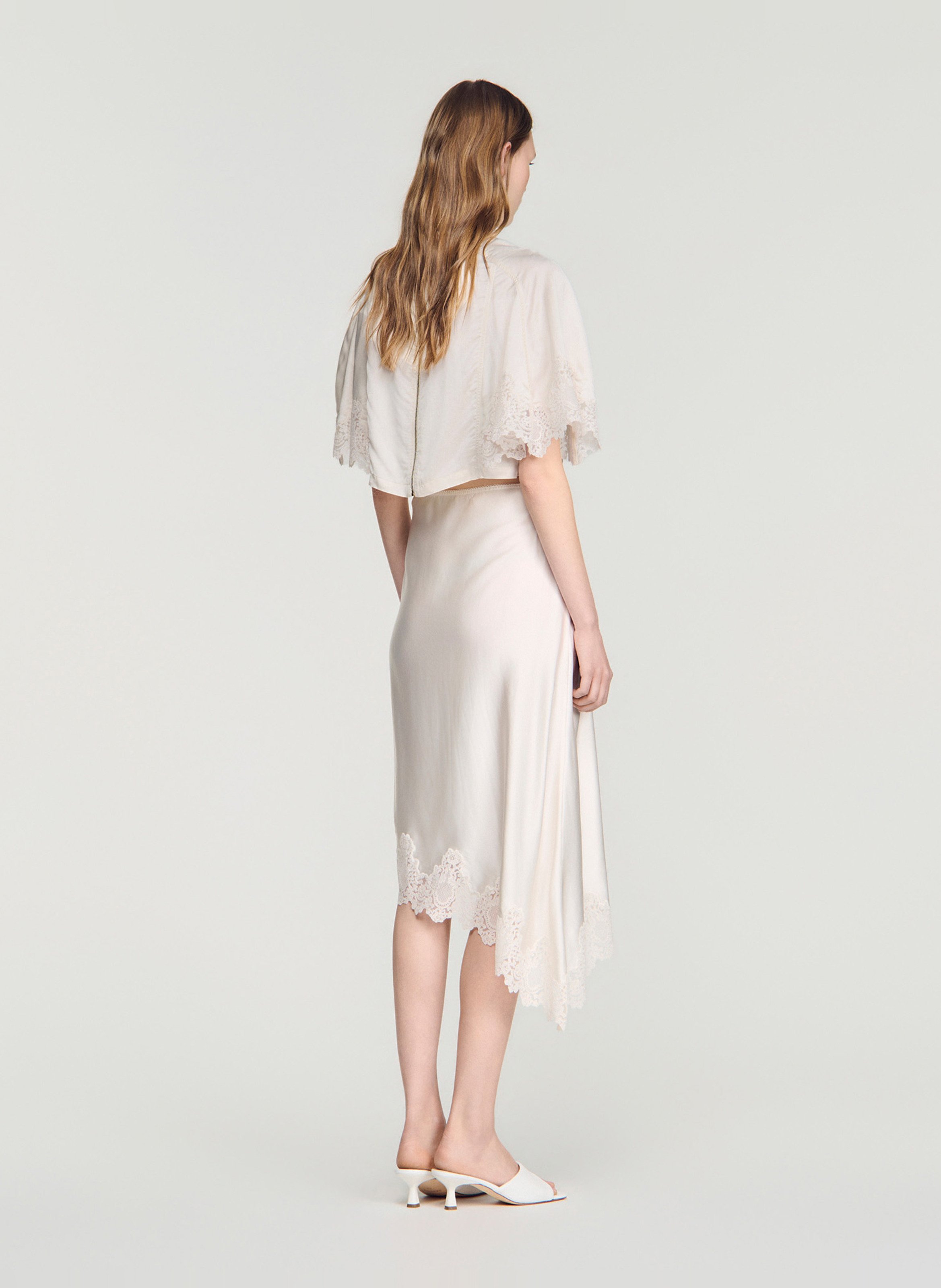 Asymmetrische, halflange rok SANDRO Beige