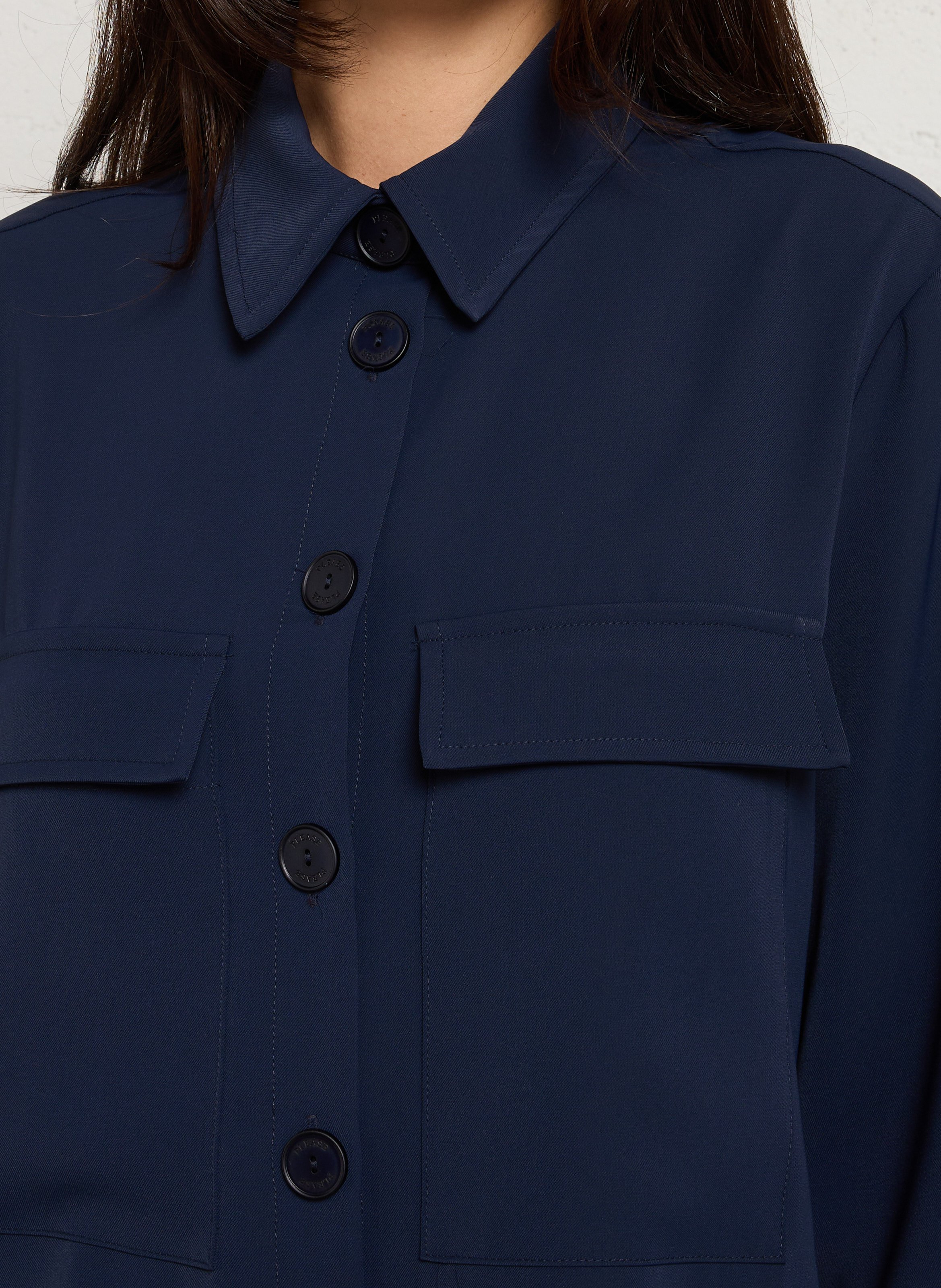 Chemise courte droite col classique PLEASE Bleu