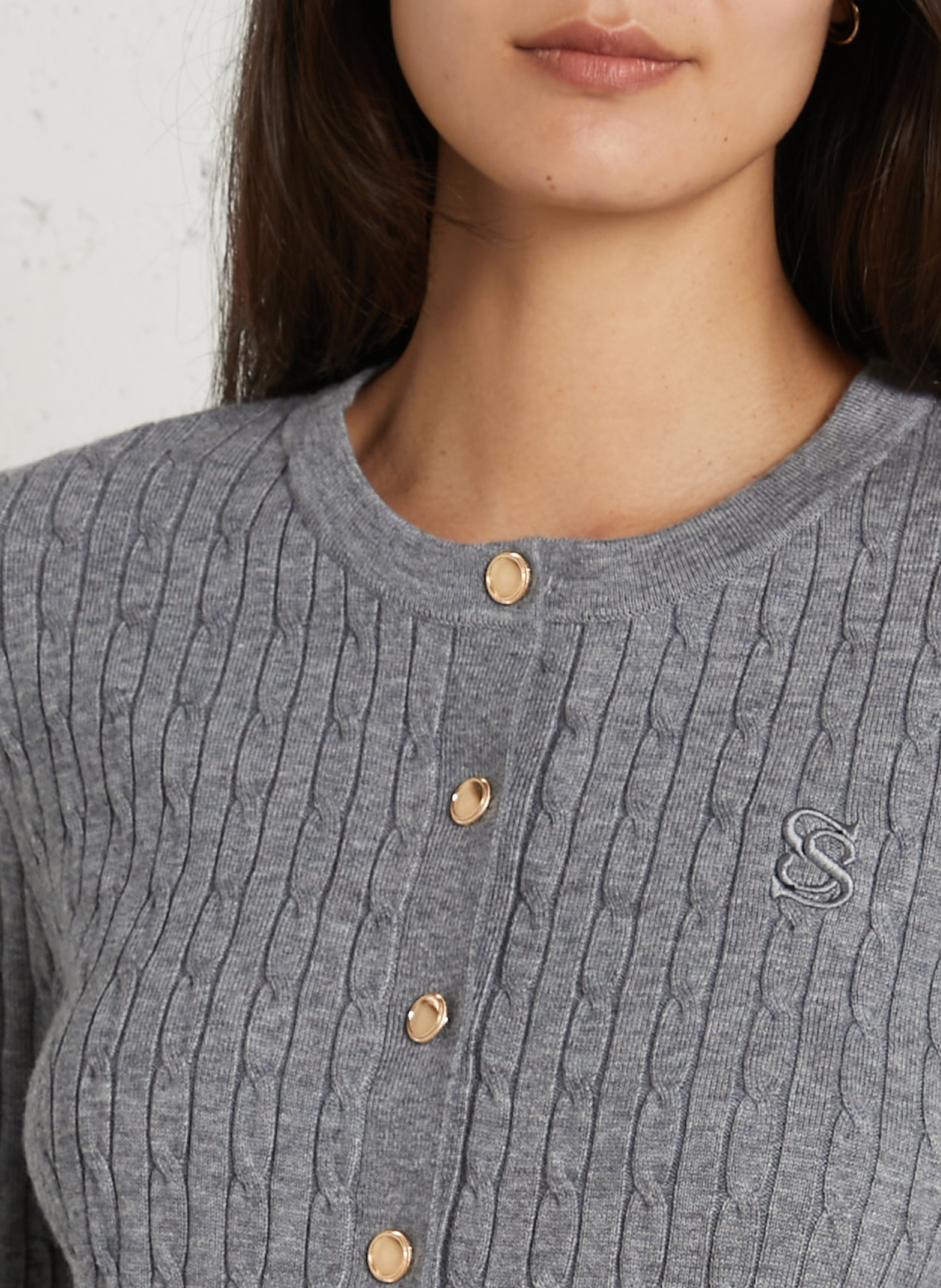 Cardigan with classic collar SUNCOO Grey