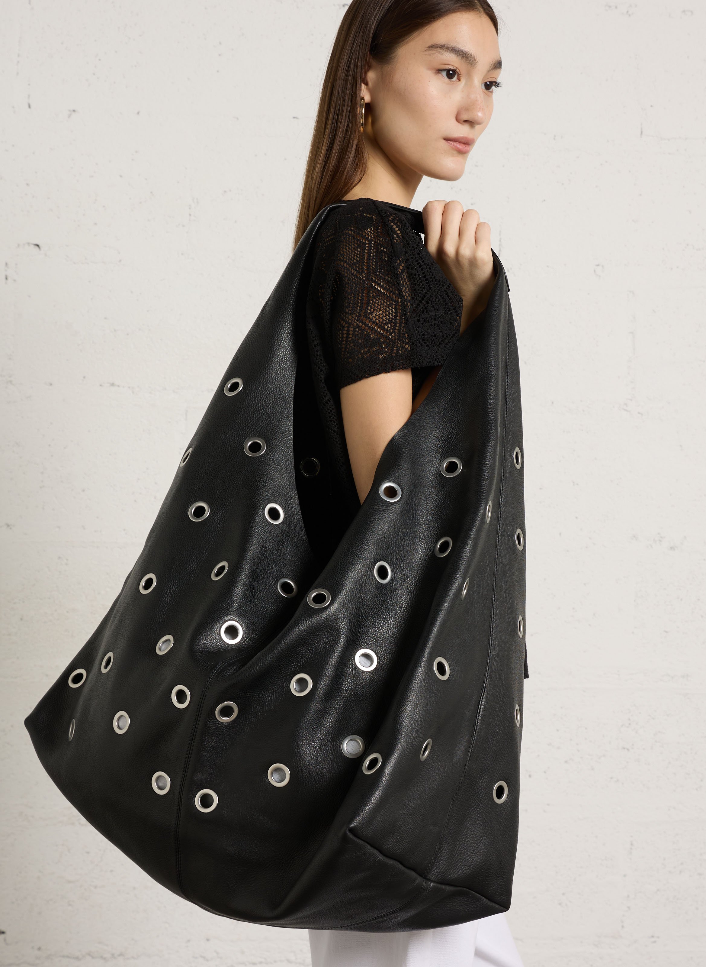 Leather clutch bag IKKS Black