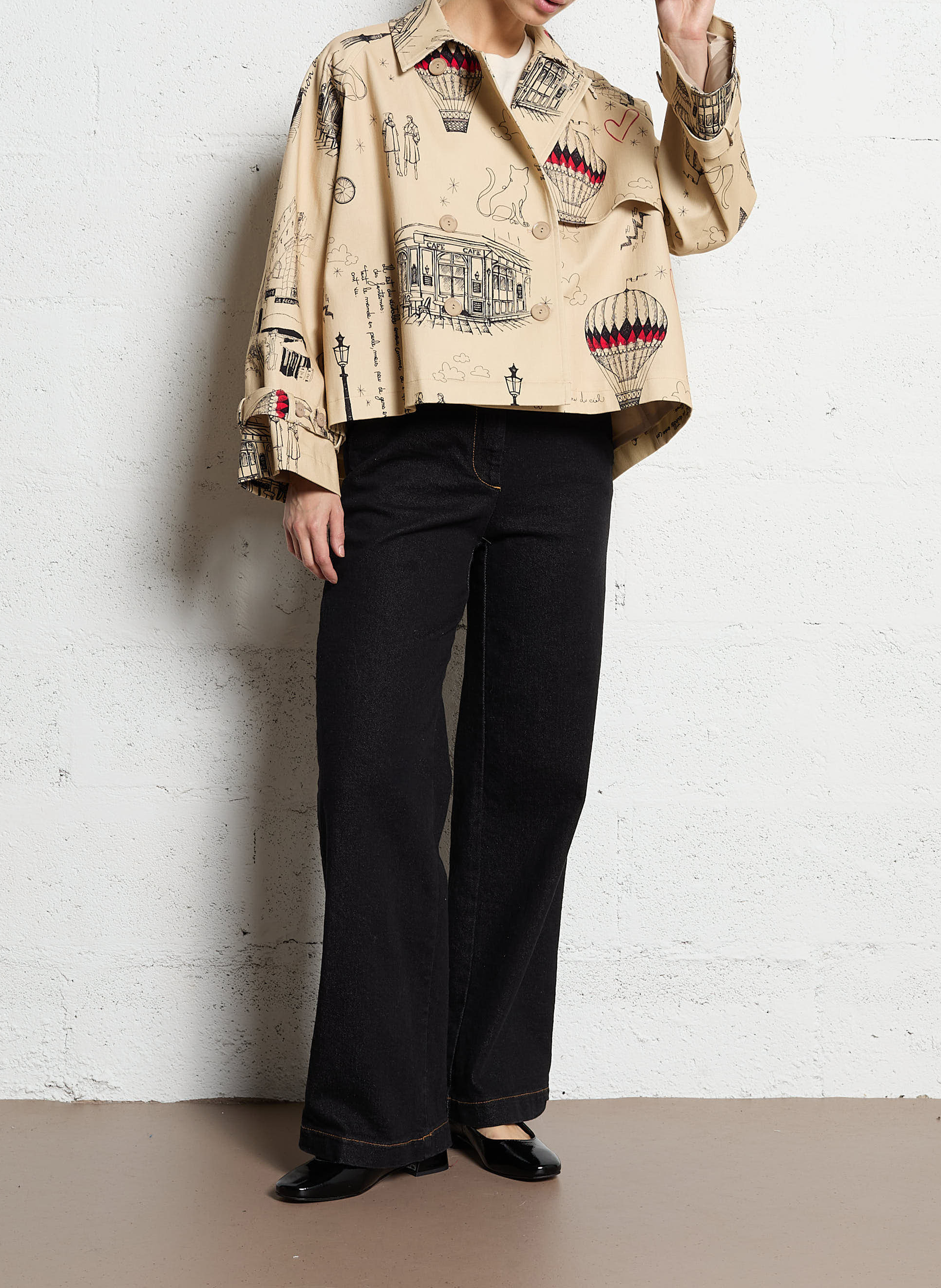 Classic cotton printed pea coat IMPERIAL Beige