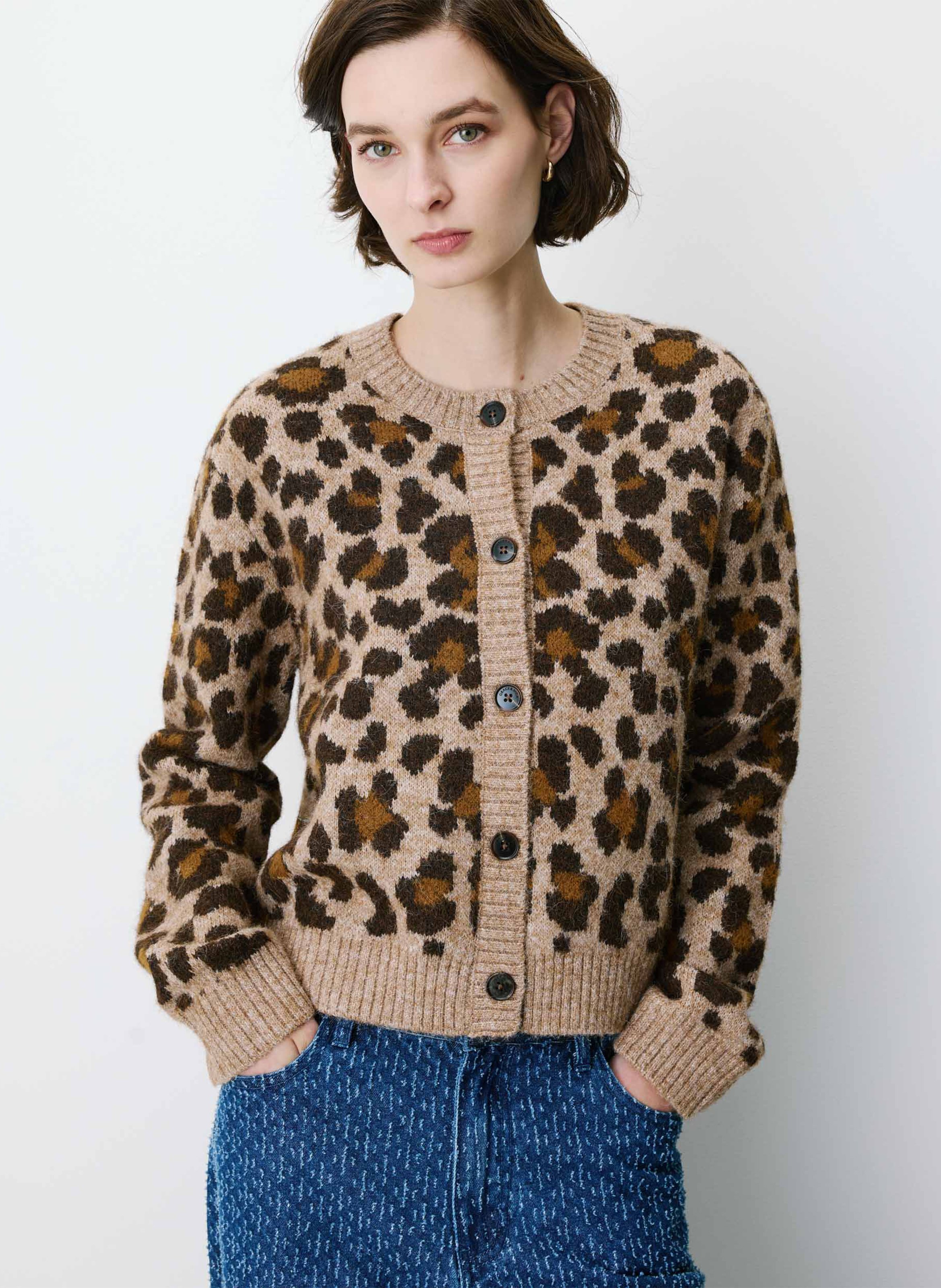 Cardigan droit imprimé GRACE ET MILA Marron
