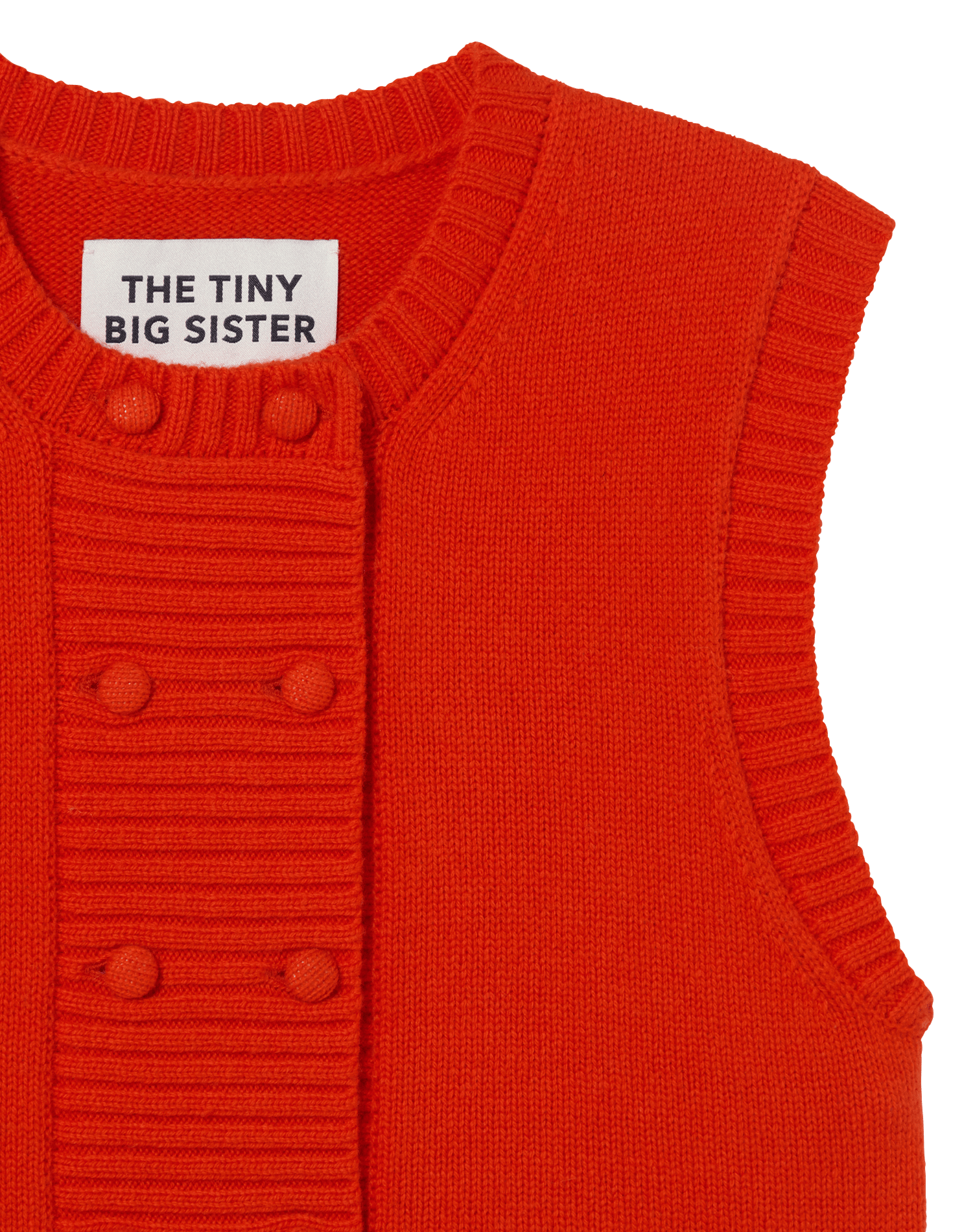 Gilet col rond en laine THE TINY BIG SISTER Rouge