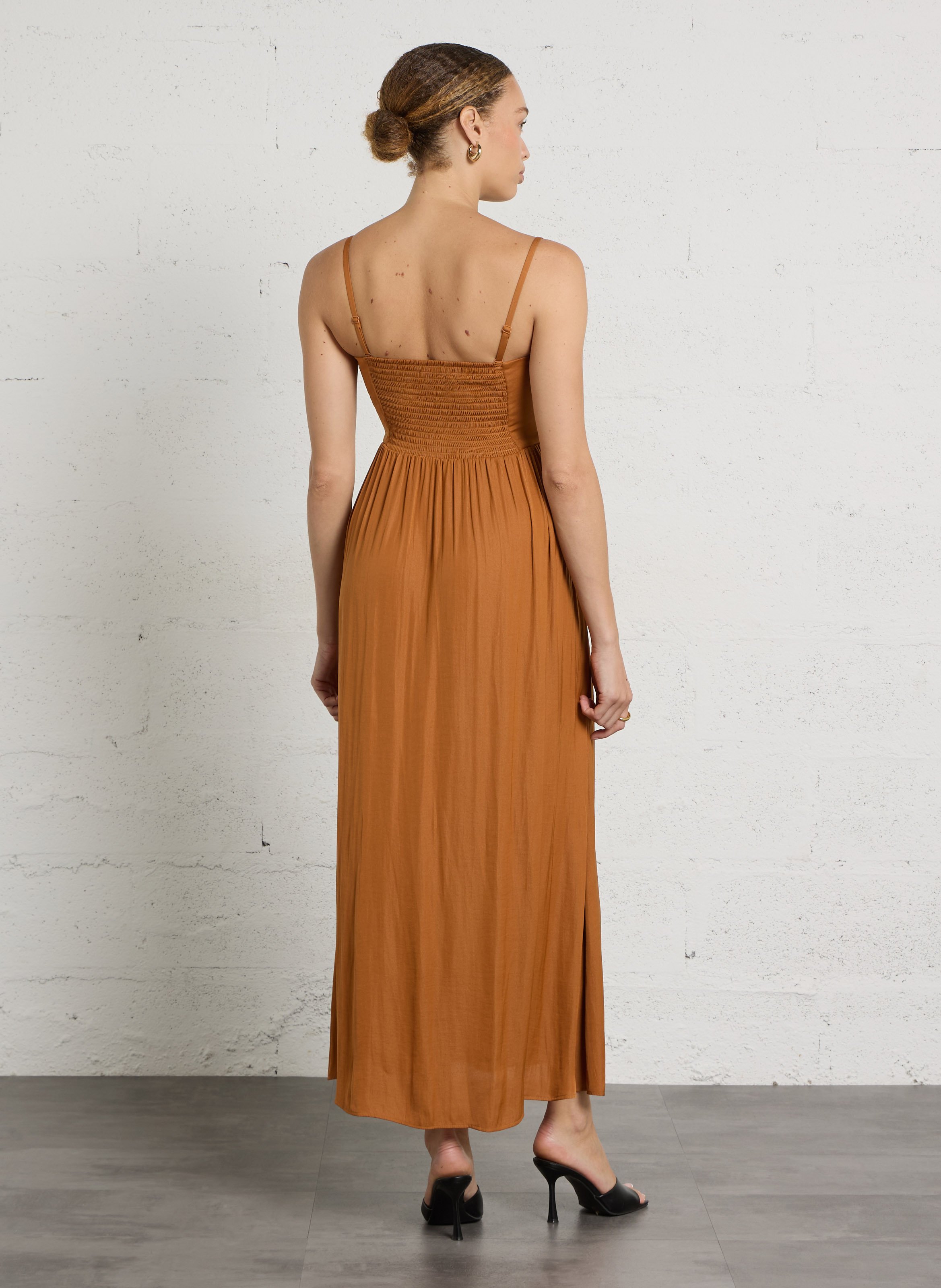 Robe longue à bretelles plissée MAISON 123 Doré
