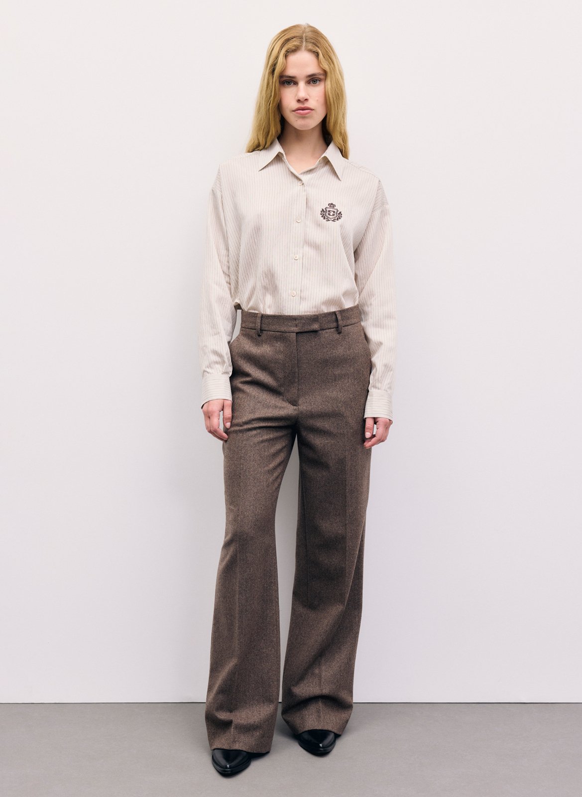 Pantalon large en laine mélangée GERARD DAREL Marron