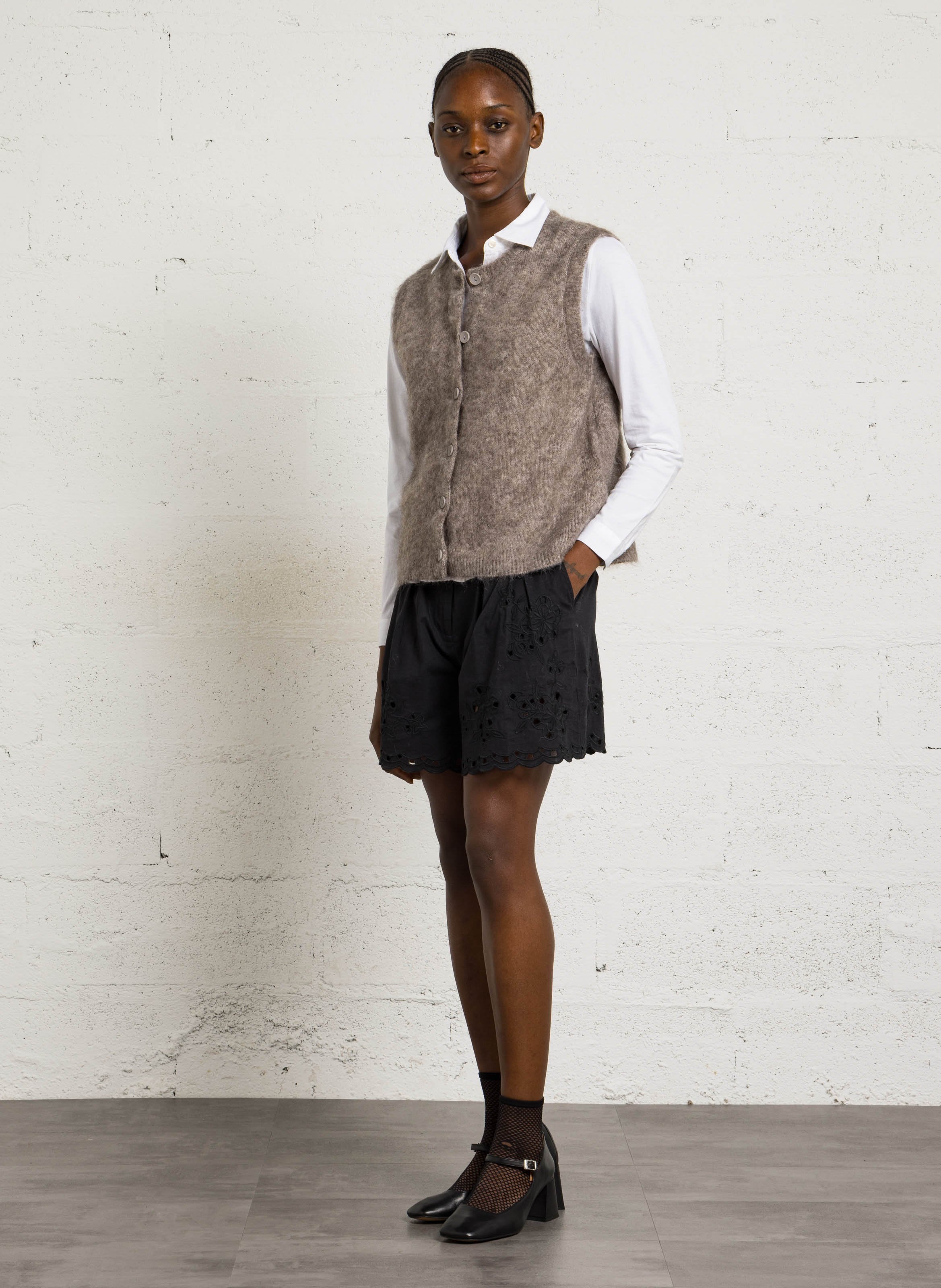 Round-neck wool-blend cardigan JC SOPHIE Beige