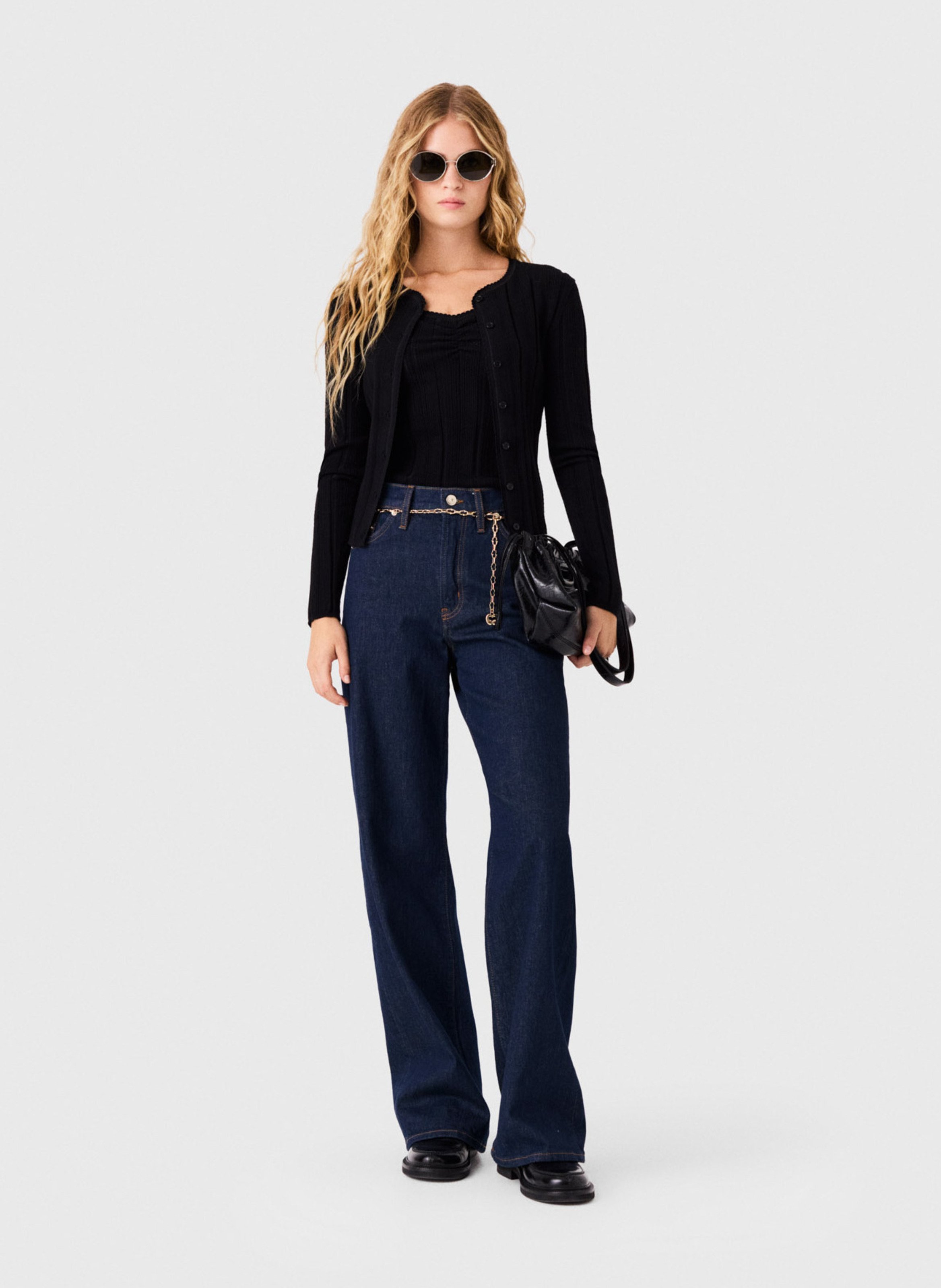 2-in-1 effen katoenmix vest MAJE Zwart