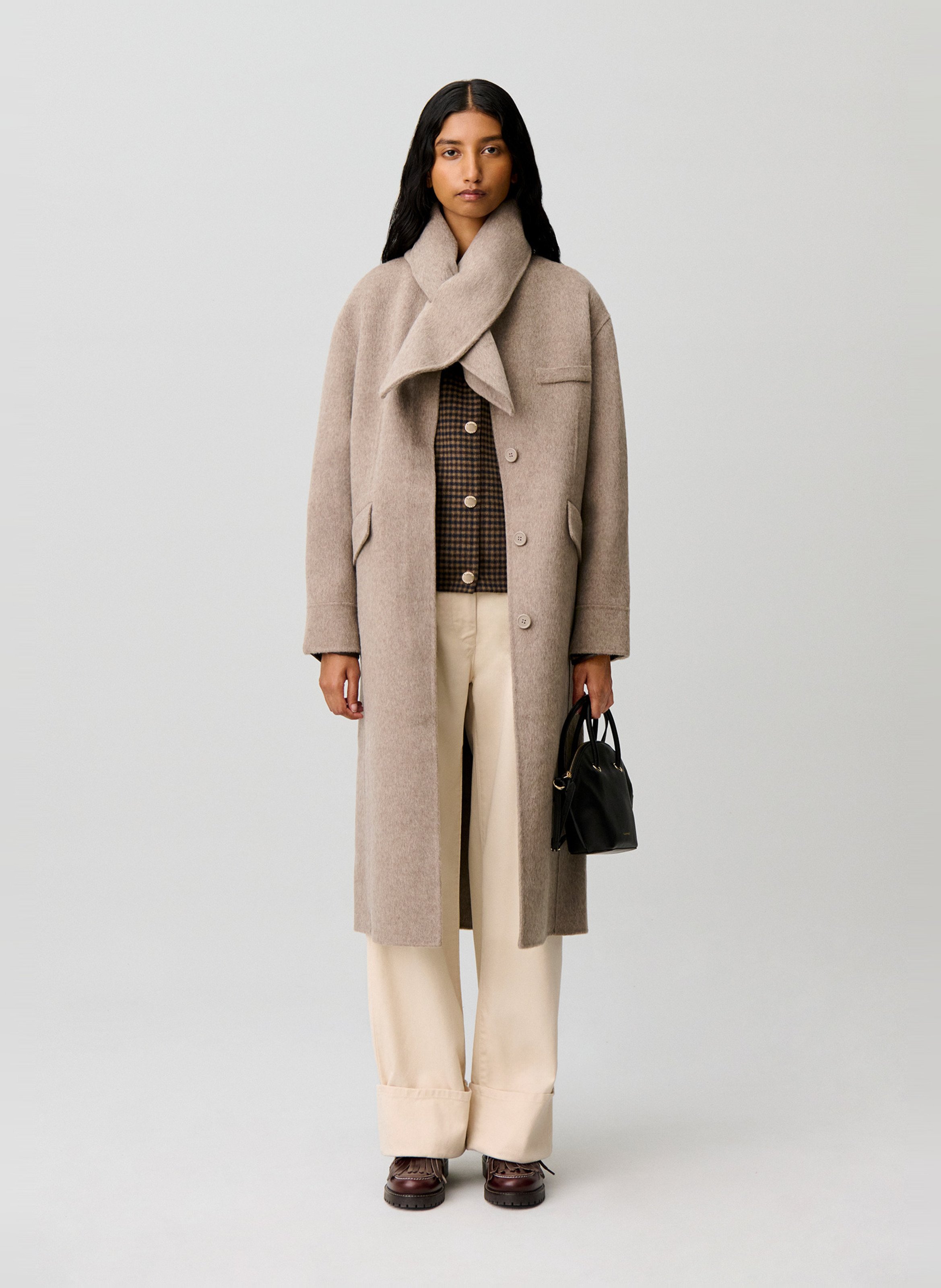 Gerader Mantel aus Wollmix CLAUDIE PIERLOT Beige