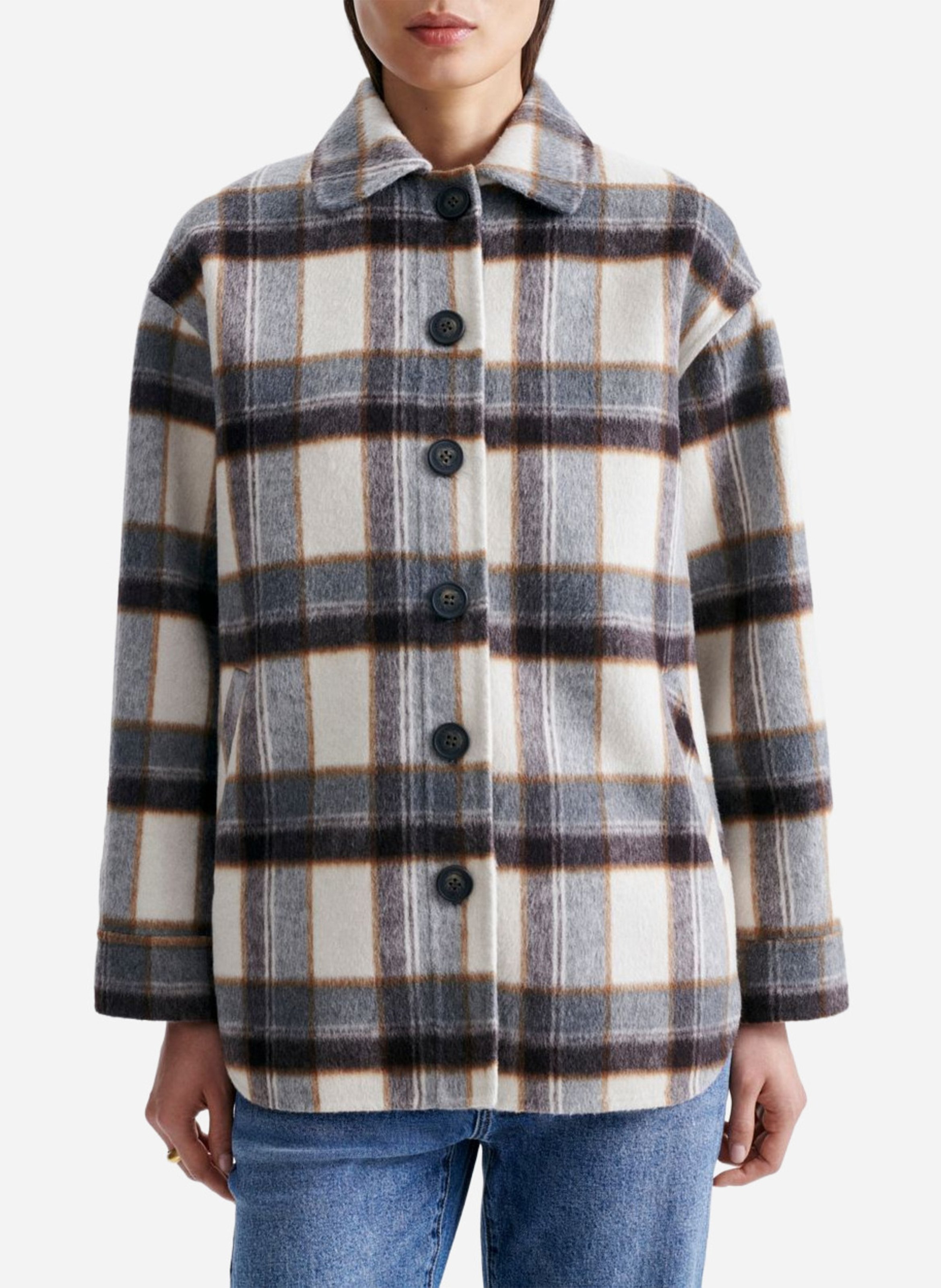 Wool-blend overshirt with classic collar VANESSA BRUNO Grey
