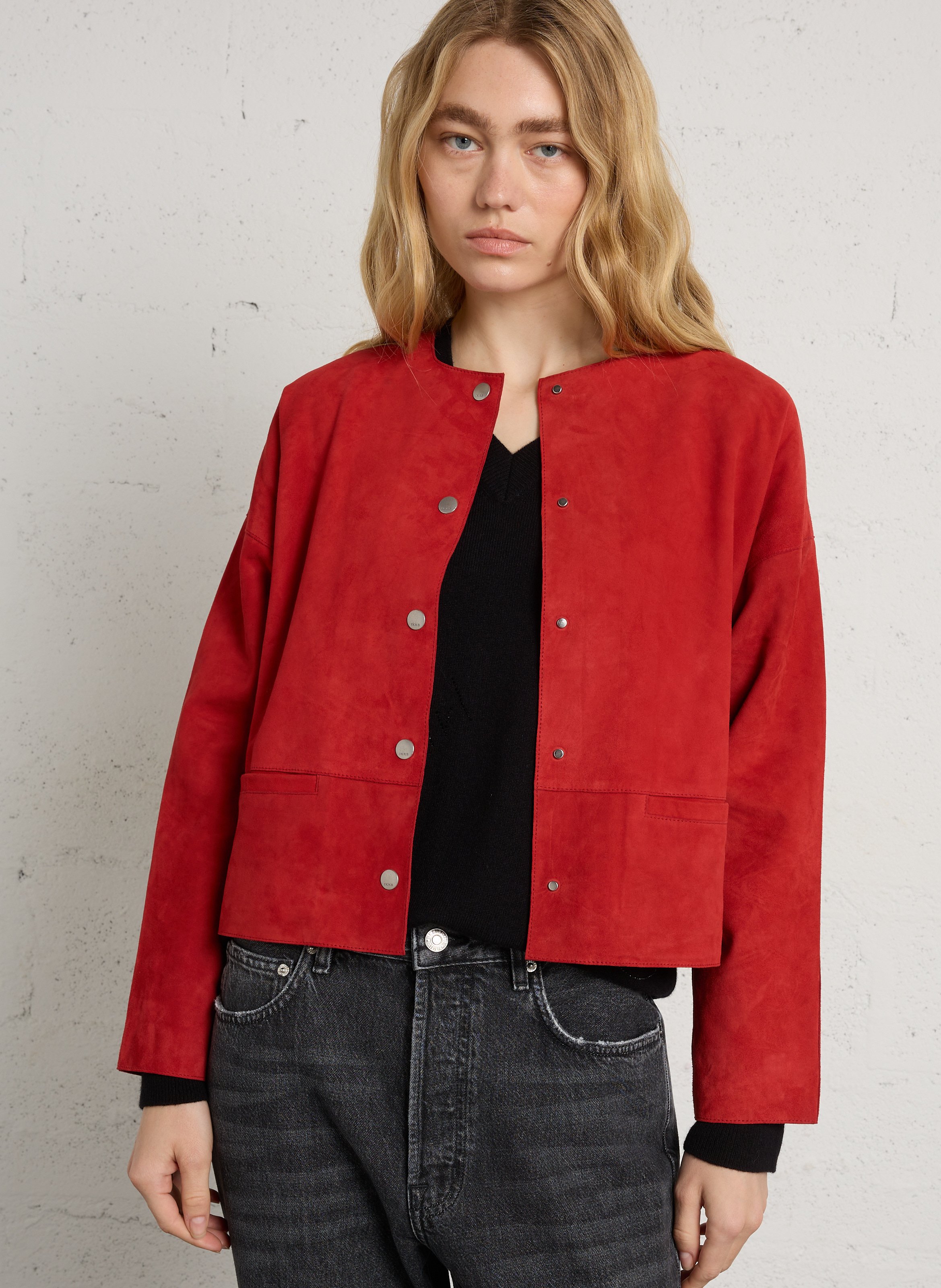 Veste en cuir oversize IKKS Rouge