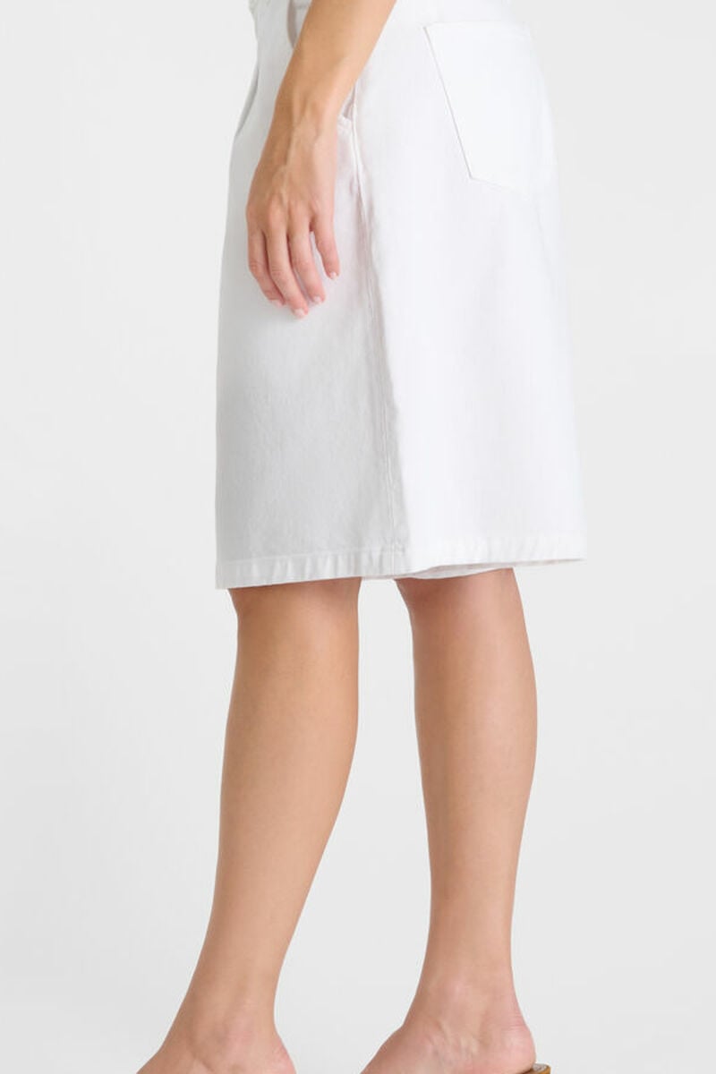 High-waisted zip-front denim Bermuda shorts LE TEMPS DES CERISES White