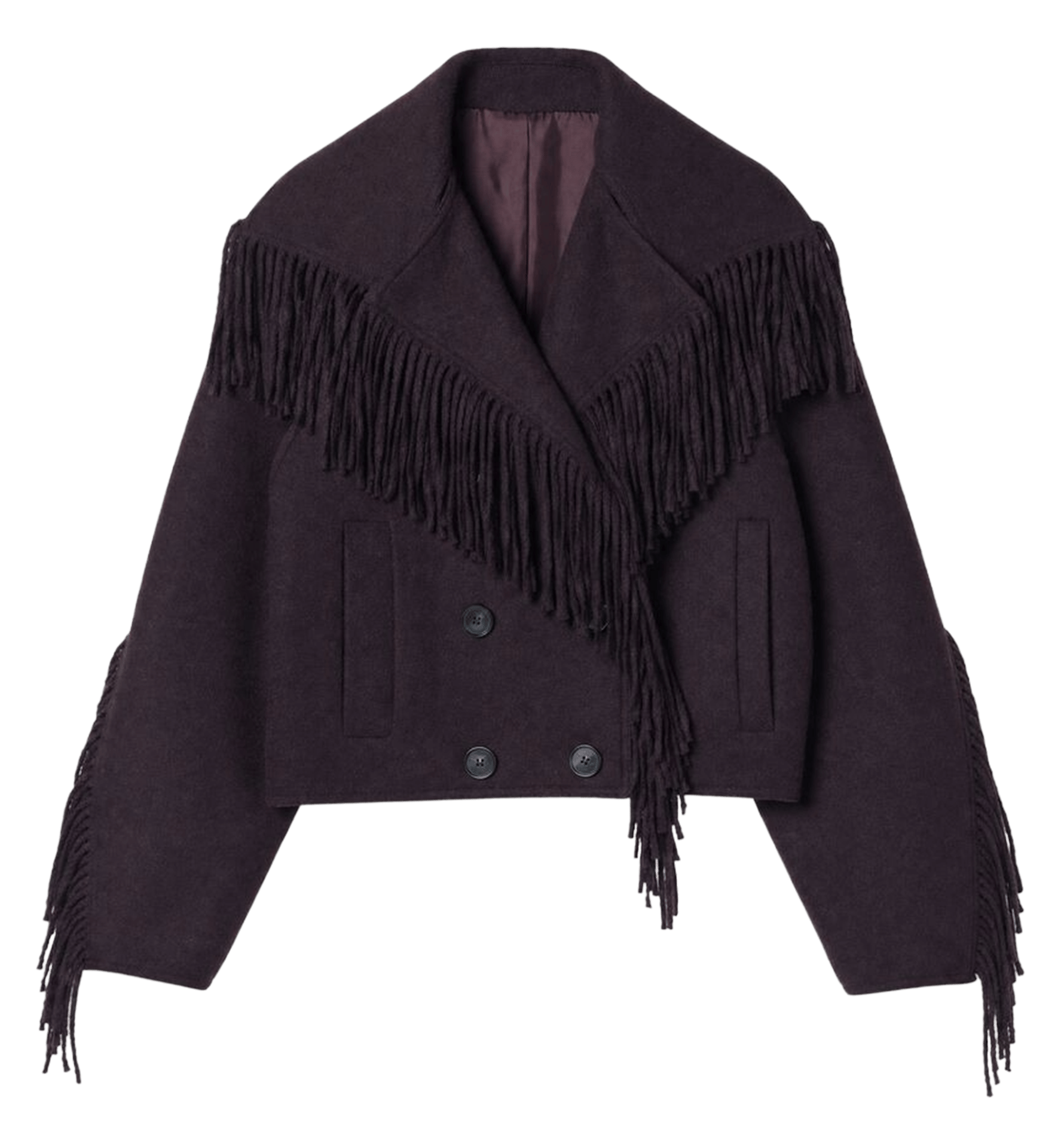Short fringed coat in a wool blend IRO Brown