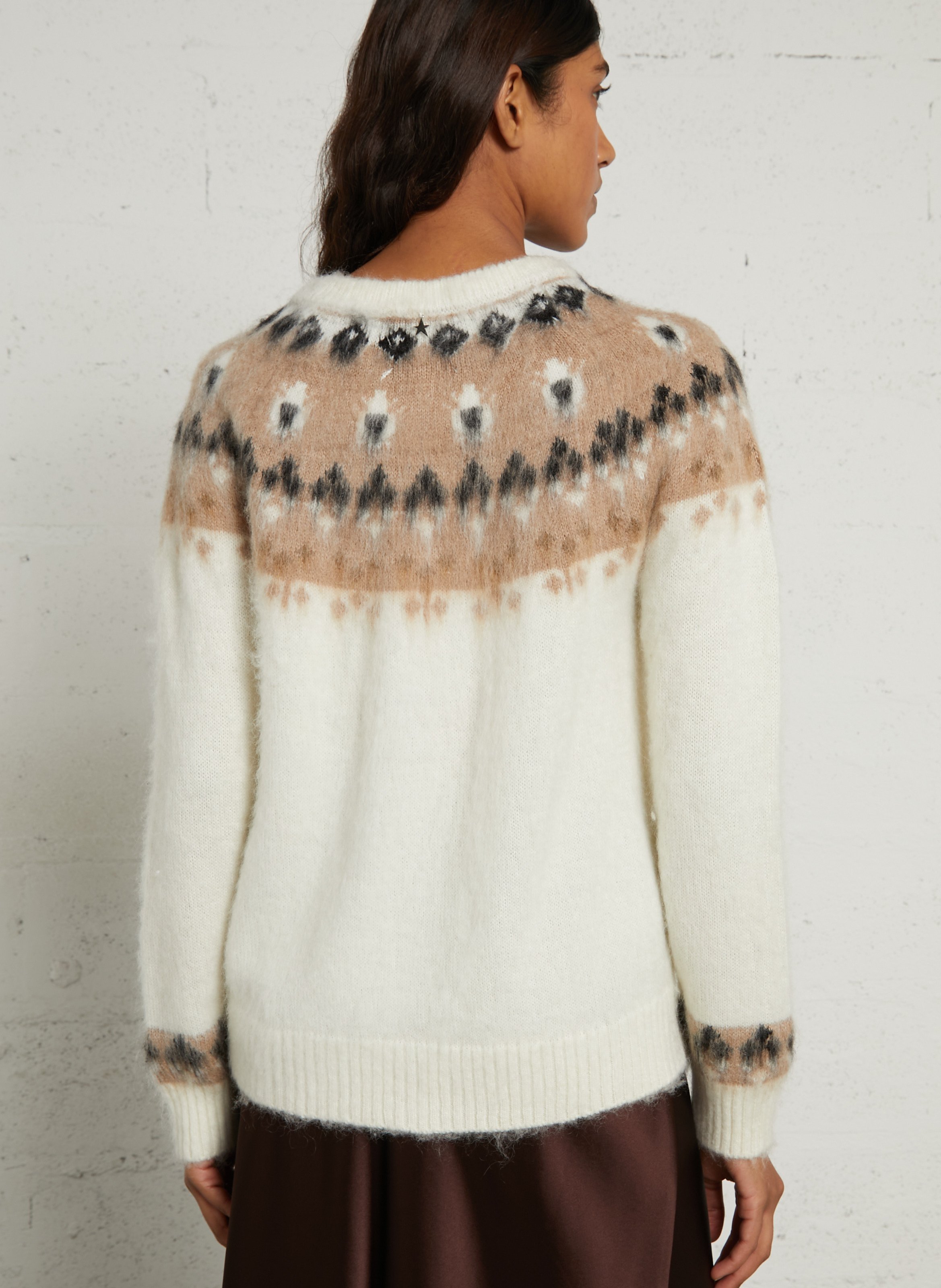 Cardigan droit à col rond imprimé SUD EXPRESS Blanc
