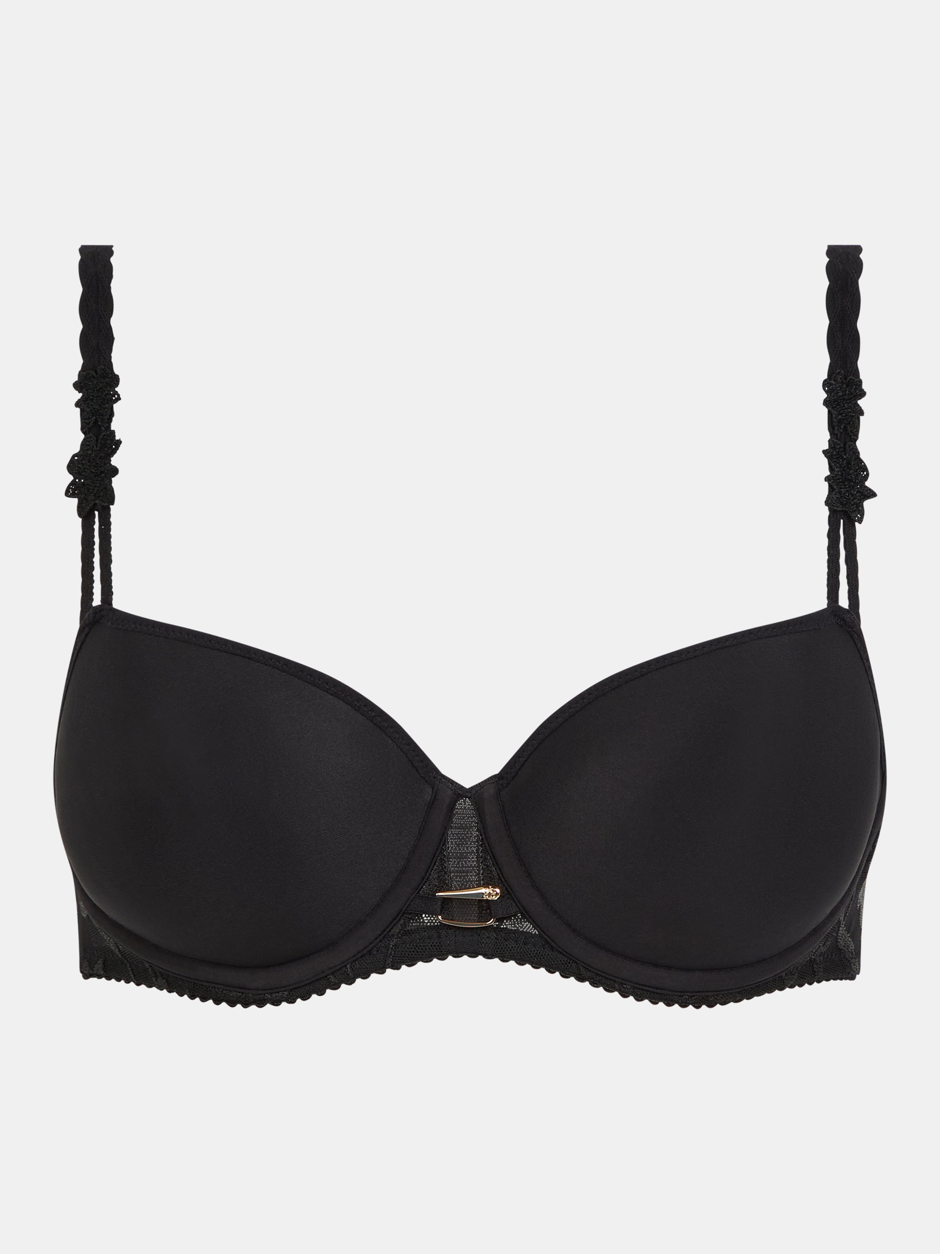 Memory foam balcony bra with floral embroidery CHANTELLE Black