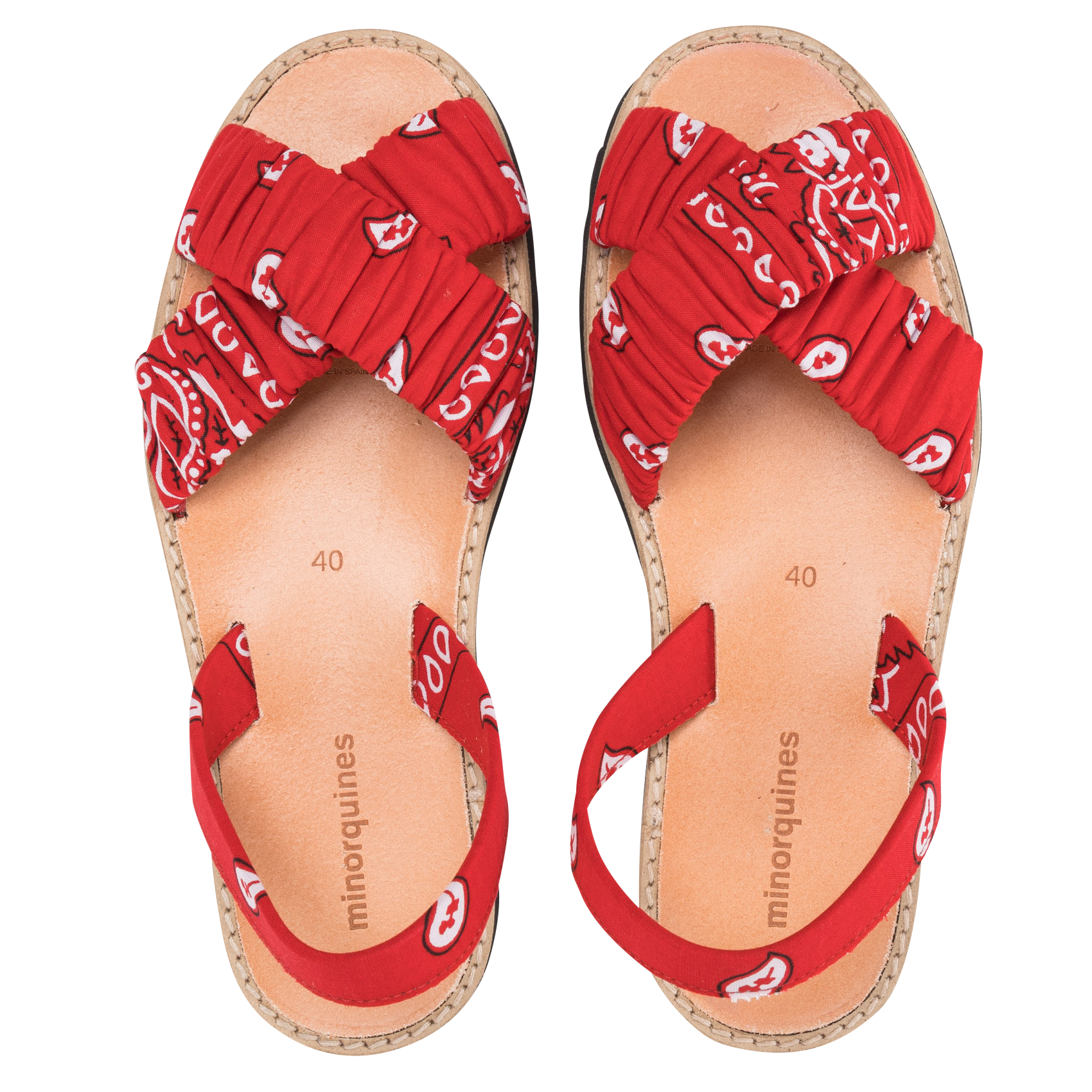 Sandales plates en toile imprimée MINORQUINES Rouge