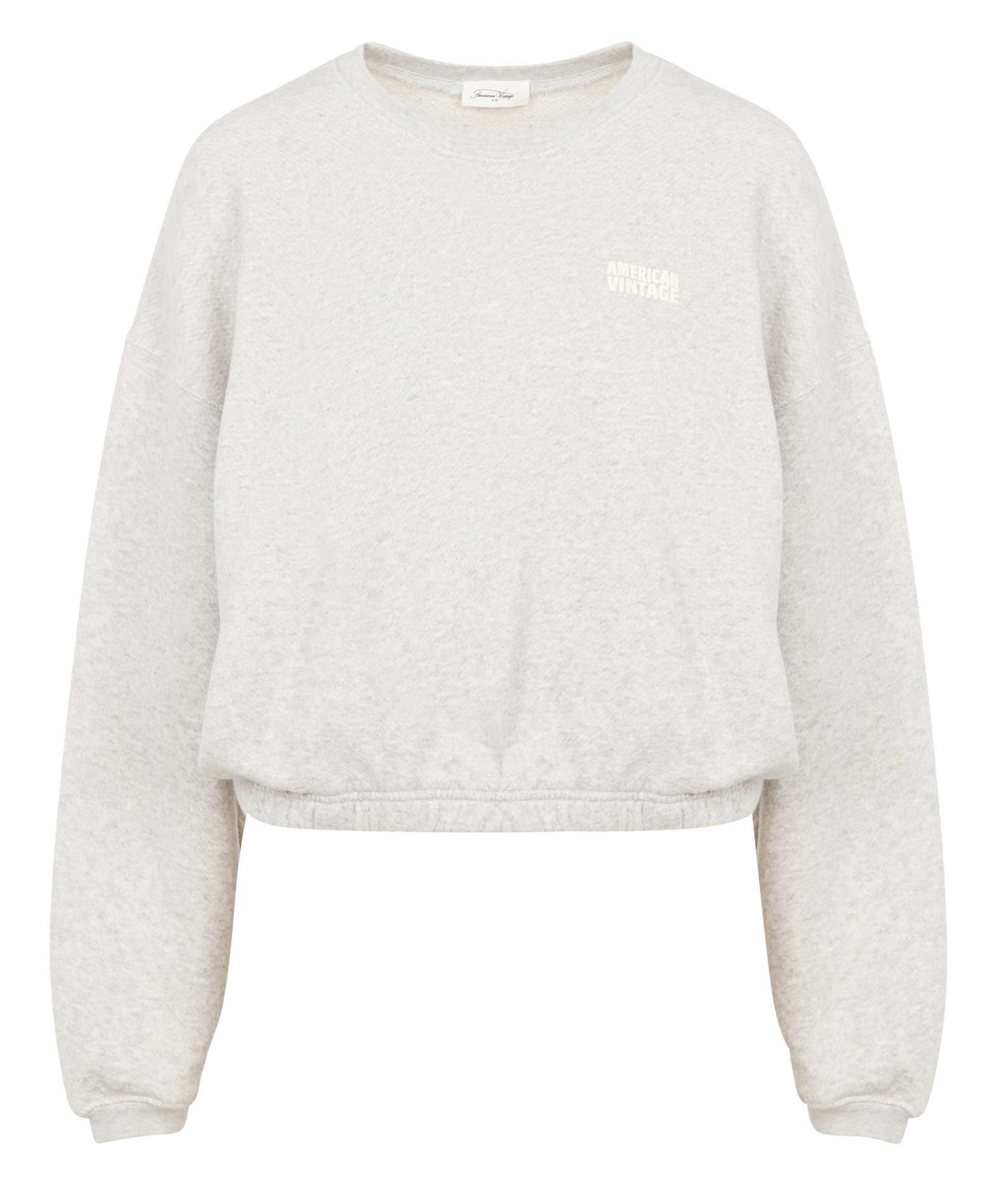 Pull col rond sérigraphié en coton AMERICAN VINTAGE Gris